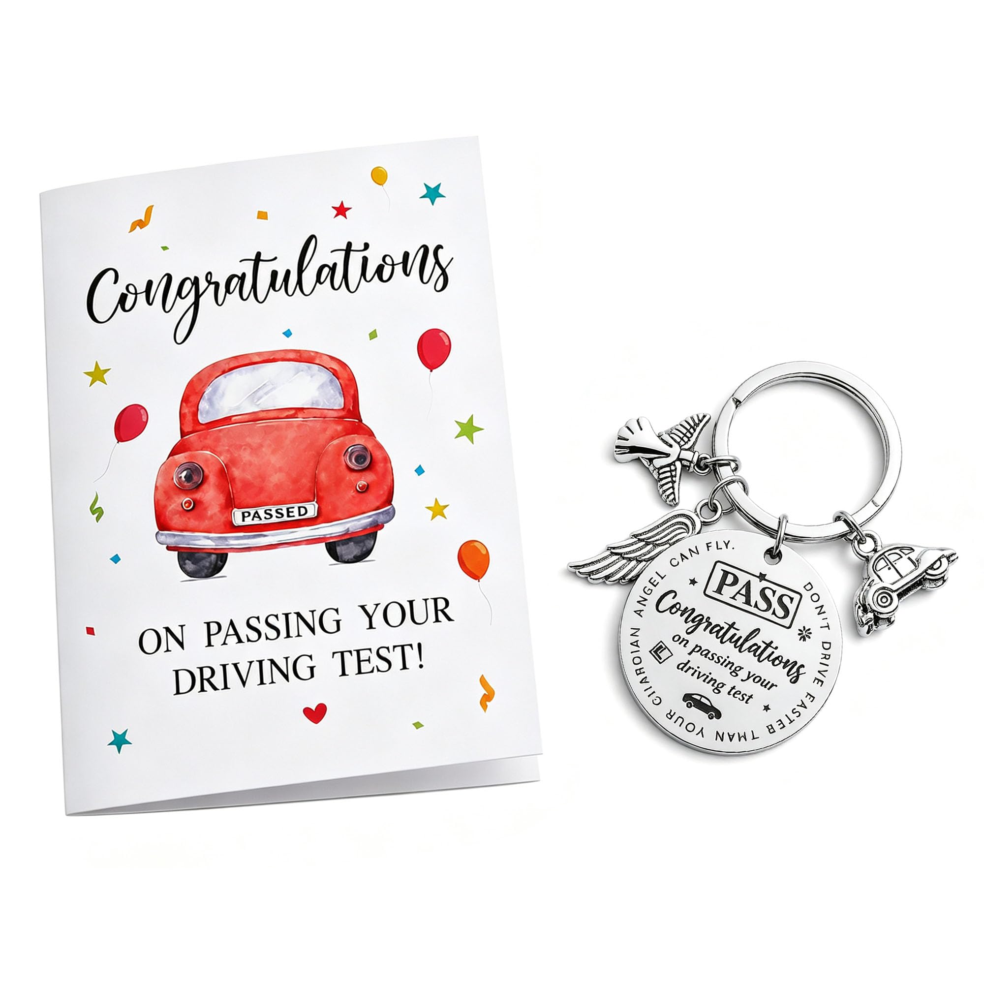 EZOOU Passed Driving Test Gifts with Keyring, Congratulations Card