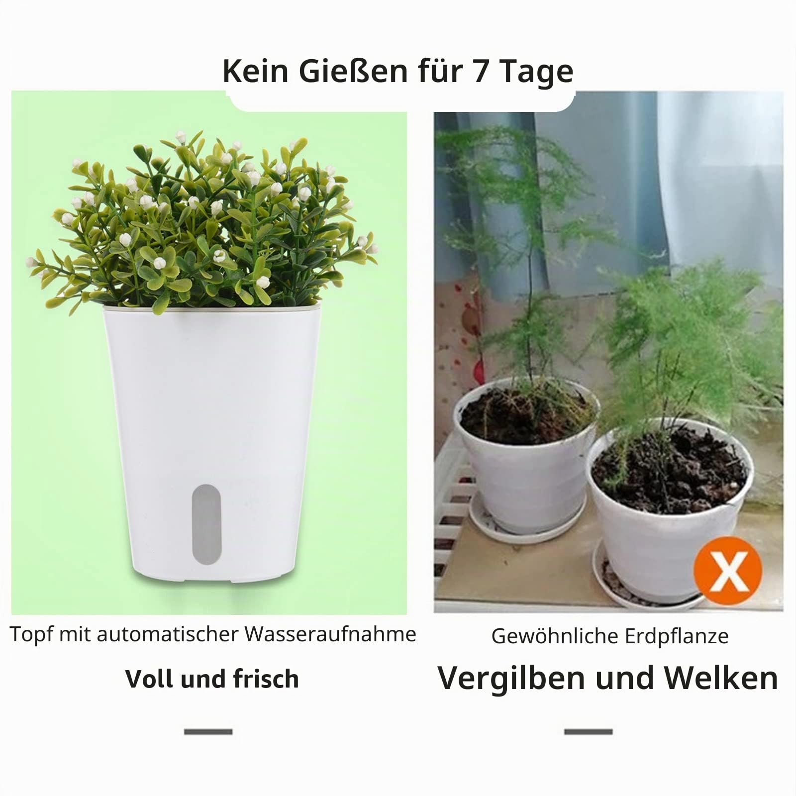 10er Set Selbstwässernder Blumentopf, Selbstbewässerung Topf mit Wasserstandsanzeiger, Bewässerungstopf, Kräutertopf, Bewässerungssystem für Innen- und Außenbereich (12.5cm)