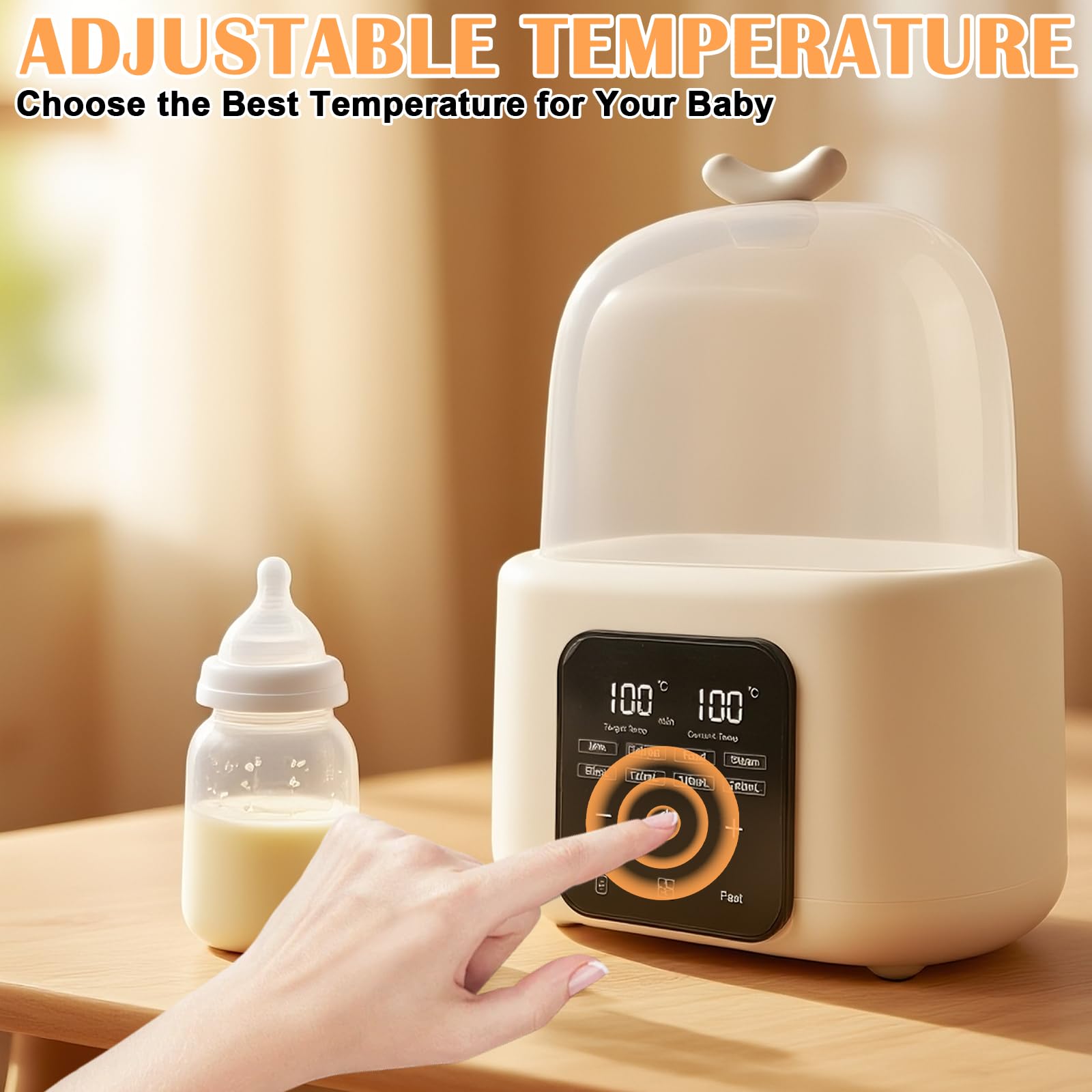 Scaldabiberon 6 in 1, sterilizzatore per biberon, scaldabiberon con spazzola per bottiglie/clip, doppio bicchiere scalda biberon con sterilizzatore, controllo della temperatura, per riscaldare e