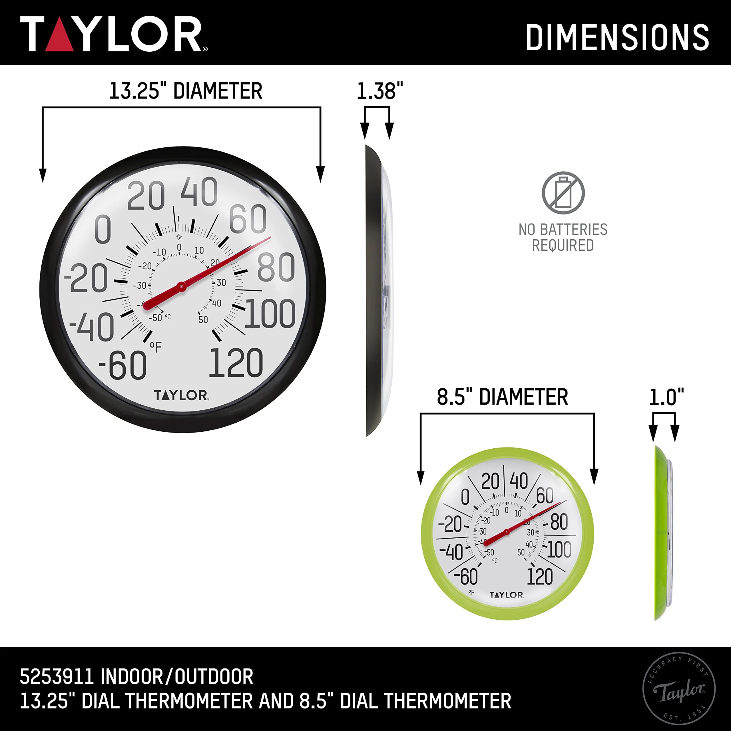 Taylor 13,25" & 8,5" Dial Thermometer Combo Pack