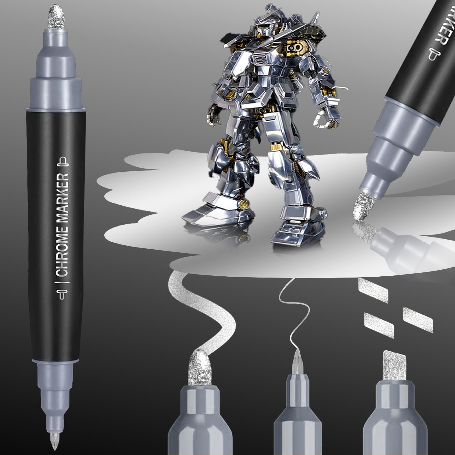 1PK Dual Tip Liquid Chrome Paint Marker, Mirror Chrome Pen