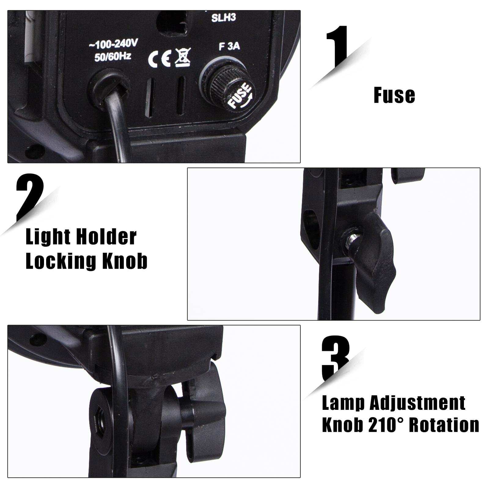 Photo Studio E27 - Soporte para lámpara Profesional de 4 Cabezales Giratorio con Soporte para Paraguas para iluminación de Flash, Bombilla monolight