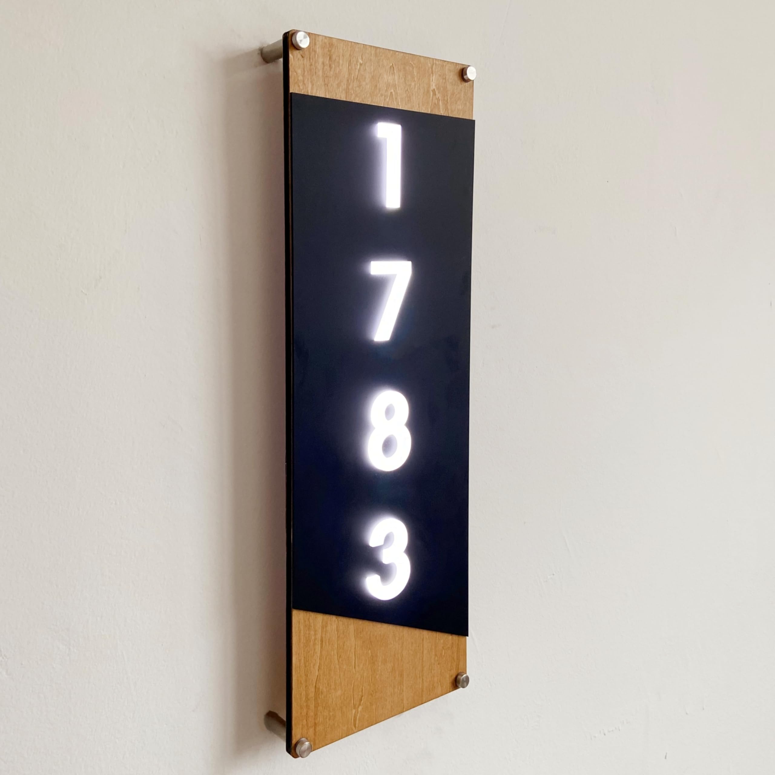 Hausnummer mit LED-Licht, personalisiertes Acrylholz für den Außenbereich, beleuchtete Adressschilder für Zuhause, dekoratives Hausnummernschild, wasserdicht und langlebig