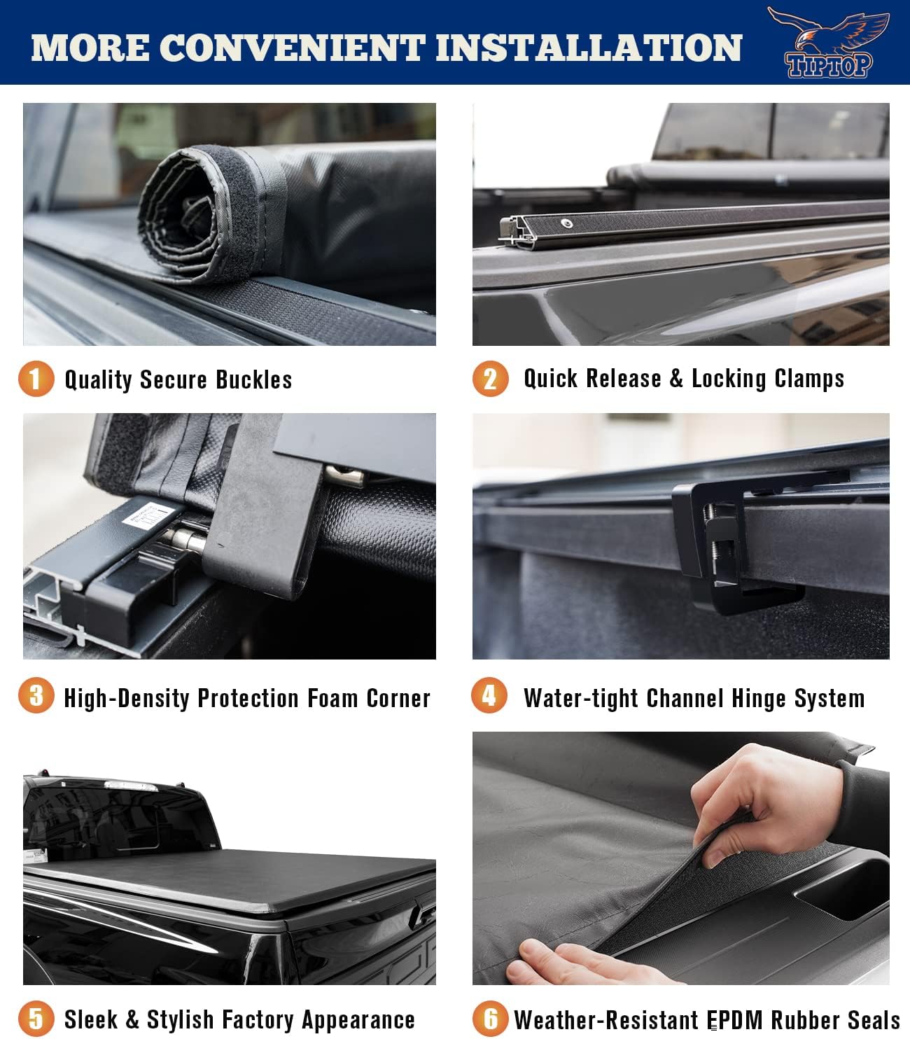 TIPTOP Soft Roll-Up Tonneau Cover Truck Bed for 2022 2023 2024 2025 2026 Ford Maverick 4.5ft Bed (54.4") | TP1 |