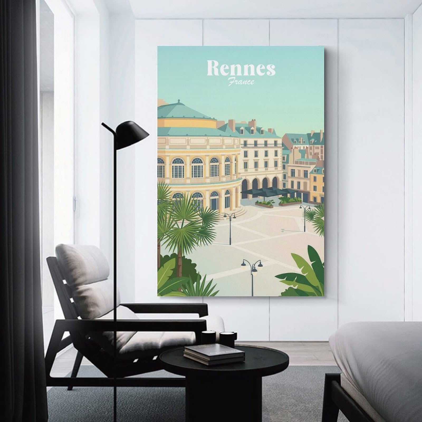 Junmoney Unframe-Style-24 Canvas Wall Art Rennes France, 16X24inch(40X60cm), For Lounge, Study, Hallway Or Flat Walls, Canvas Wall Art That Fits Changing Layouts