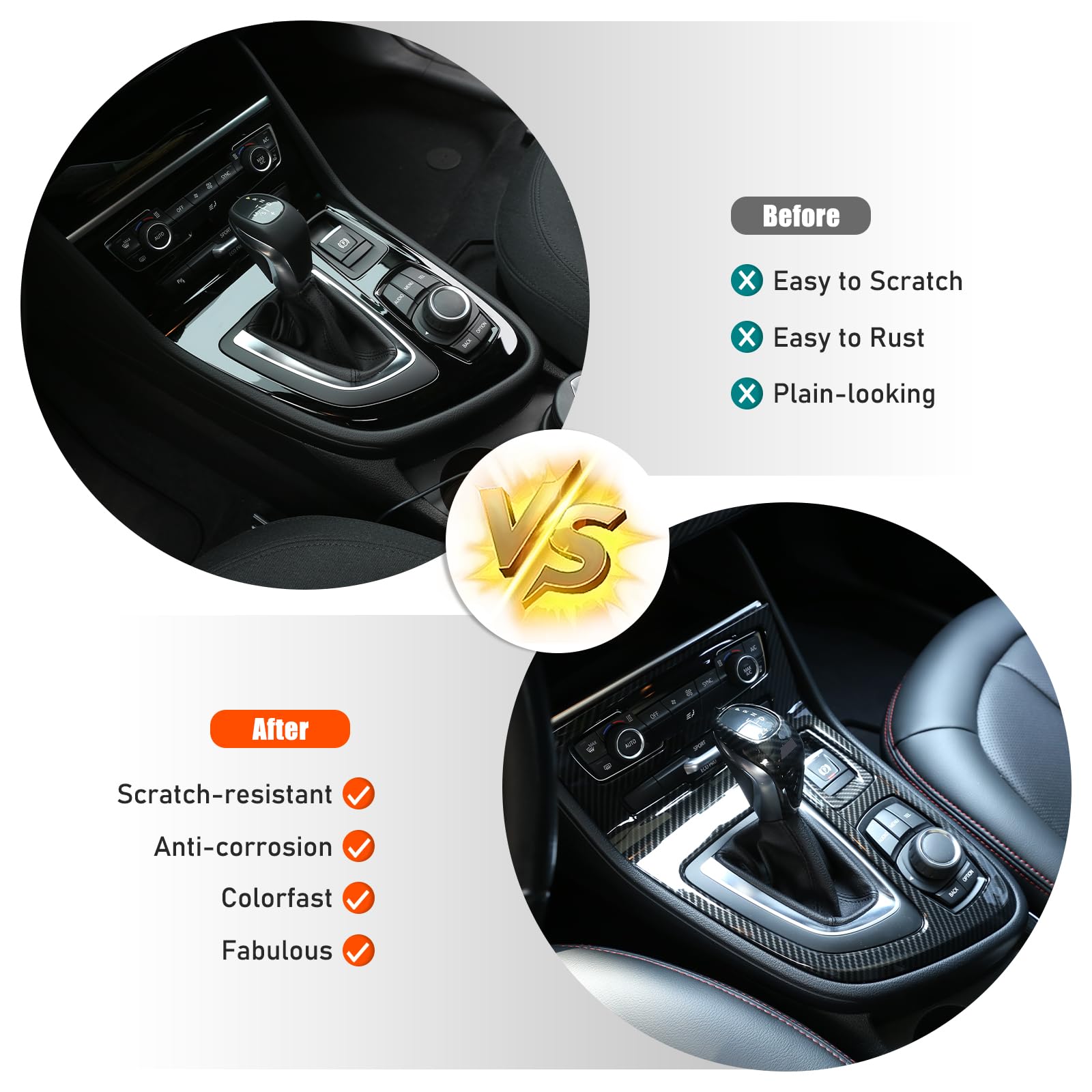 PIUGILH Telaio decorativo per console centrale, adatto per BMW 2 Series Tourer (F45/F46) 2015 2016 2017 2018, in ABS, in carbonio, decorazione per console centrale, grande telaio per accessori BMW