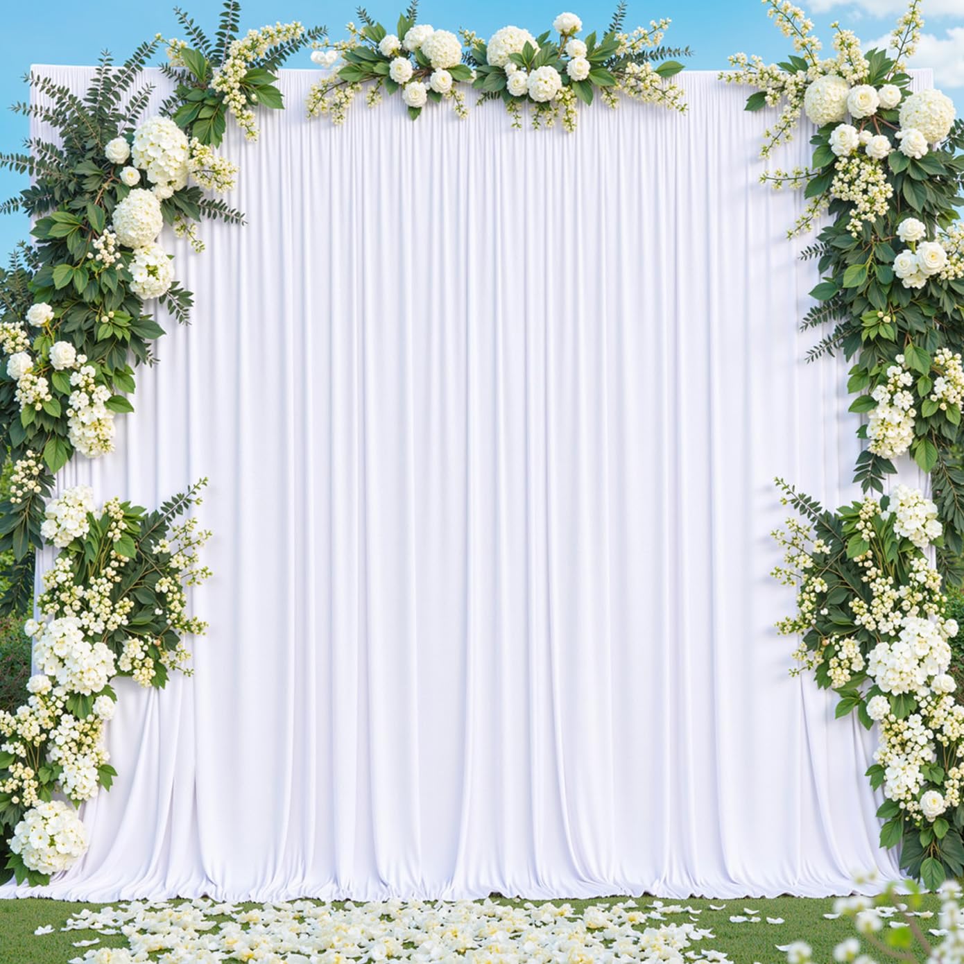 White Backdrop Curtain for Parties Wedding Wrinkle Free White Photo Curtains Backdrop Drapes Fabric Decoration for Baby Shower 5ft x 8ft,2 Panels
