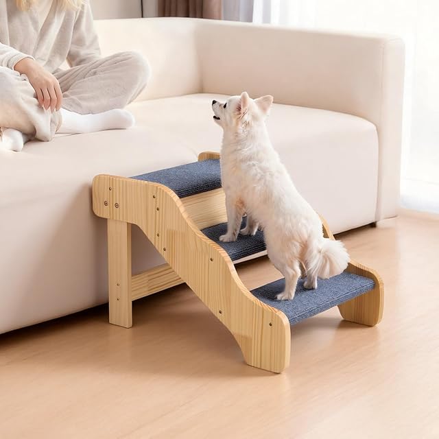 Foto 8 de 8 de VEVOR Escalera para Perros de 580 x 430 x 380 mm, 3 Peldaños, de Madera, para Mascotas Pequeñas, Medianas