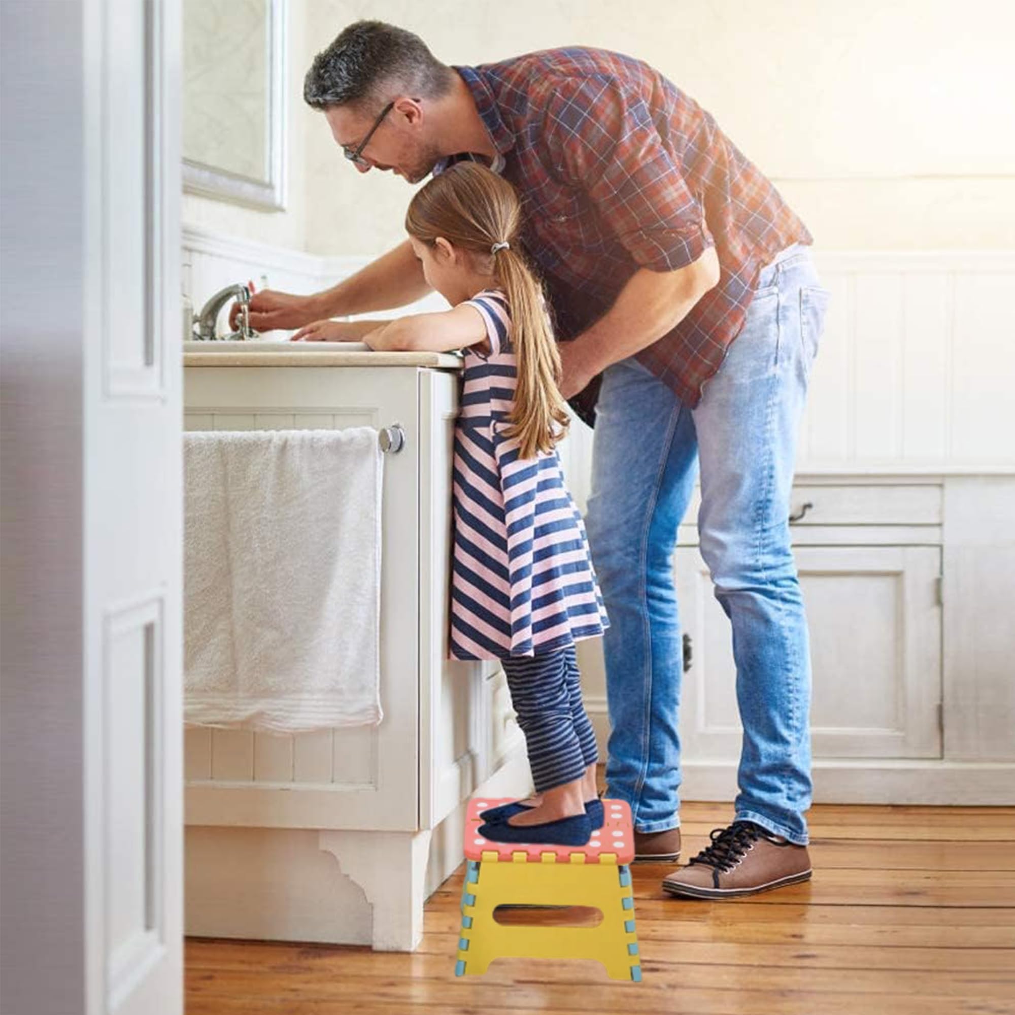Taburete Plegable Plástico 17.5 cm Altura para Cocina Jardín Baño Niños Adultos