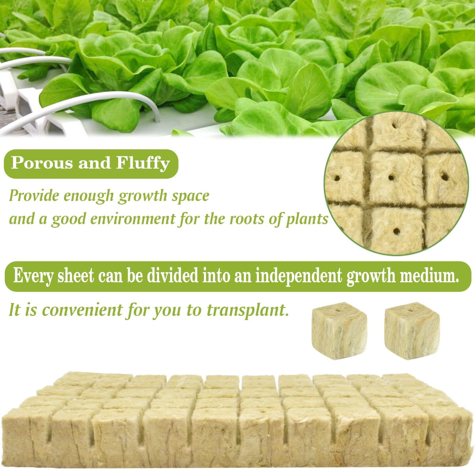 Halatool Cubos de lana de roca de 1 pulgada para jardín, cubos de cultivo de lana de piedra, tapones de inicio para cultivo hidropónico, sin suelo, clonación de plantas y inicio de germinación (6