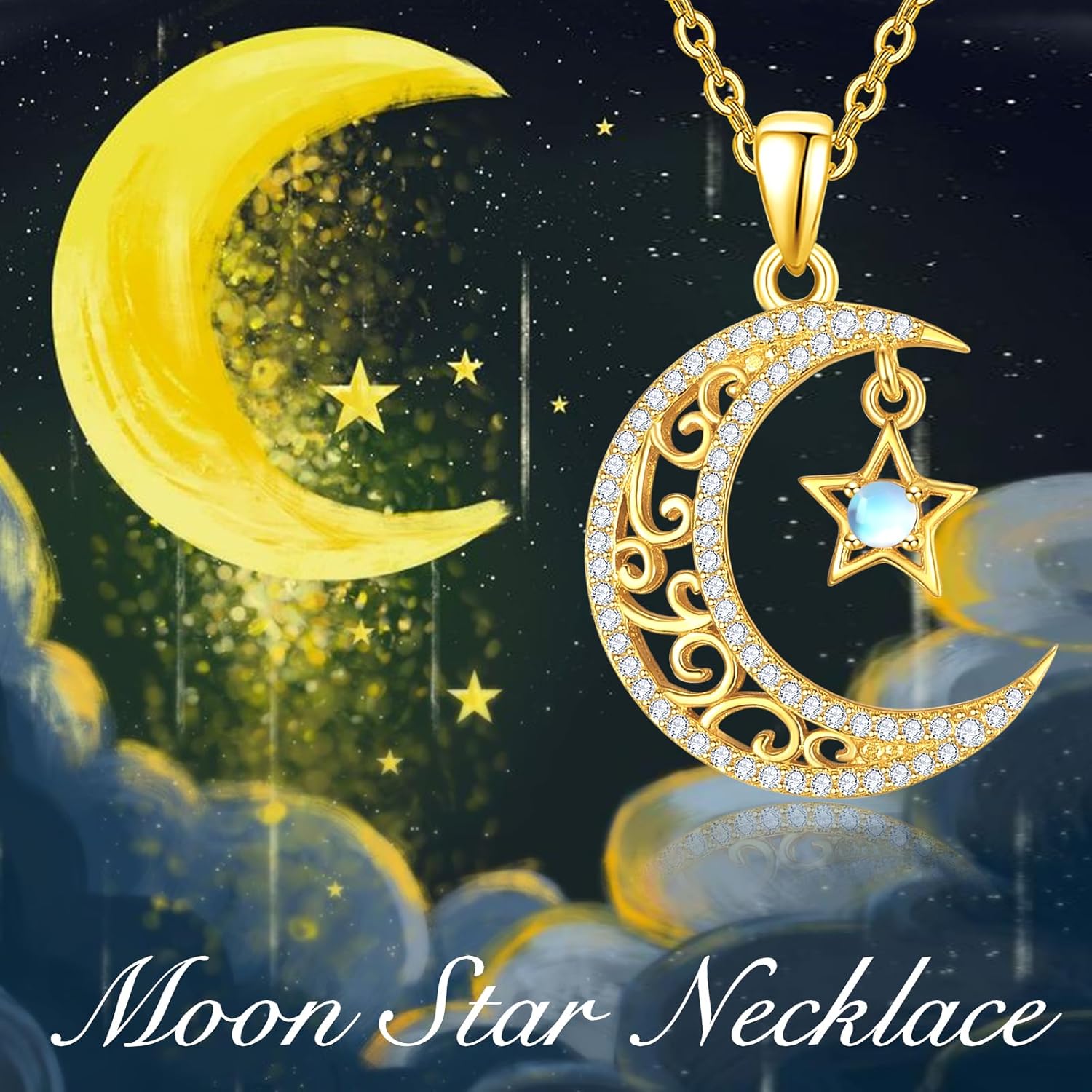 Dreamboat Sterling Silver Moon and Star Necklace Silver Crescent Moon Necklaces for Women Star Pendant Celestial Jewelry Gifts - Image 5