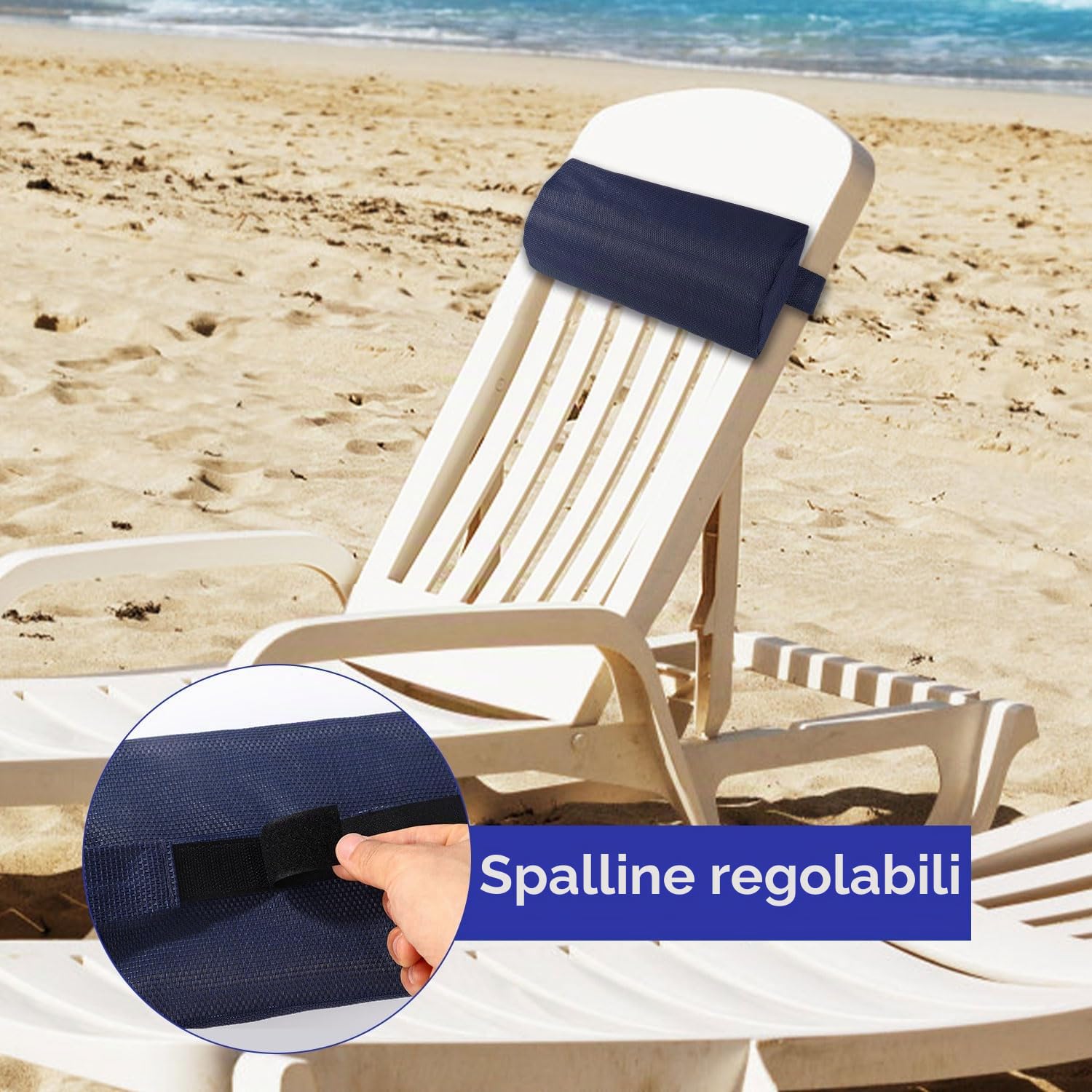 Lyreh Cuscino per Testa Chaise Longue Esterno, Impermeabile e Traspirante Cuscino Testa Chaise Longue con Cinghia Regolabile per Reclinabili Sedie Spiaggia Sedie a Gravità Zero