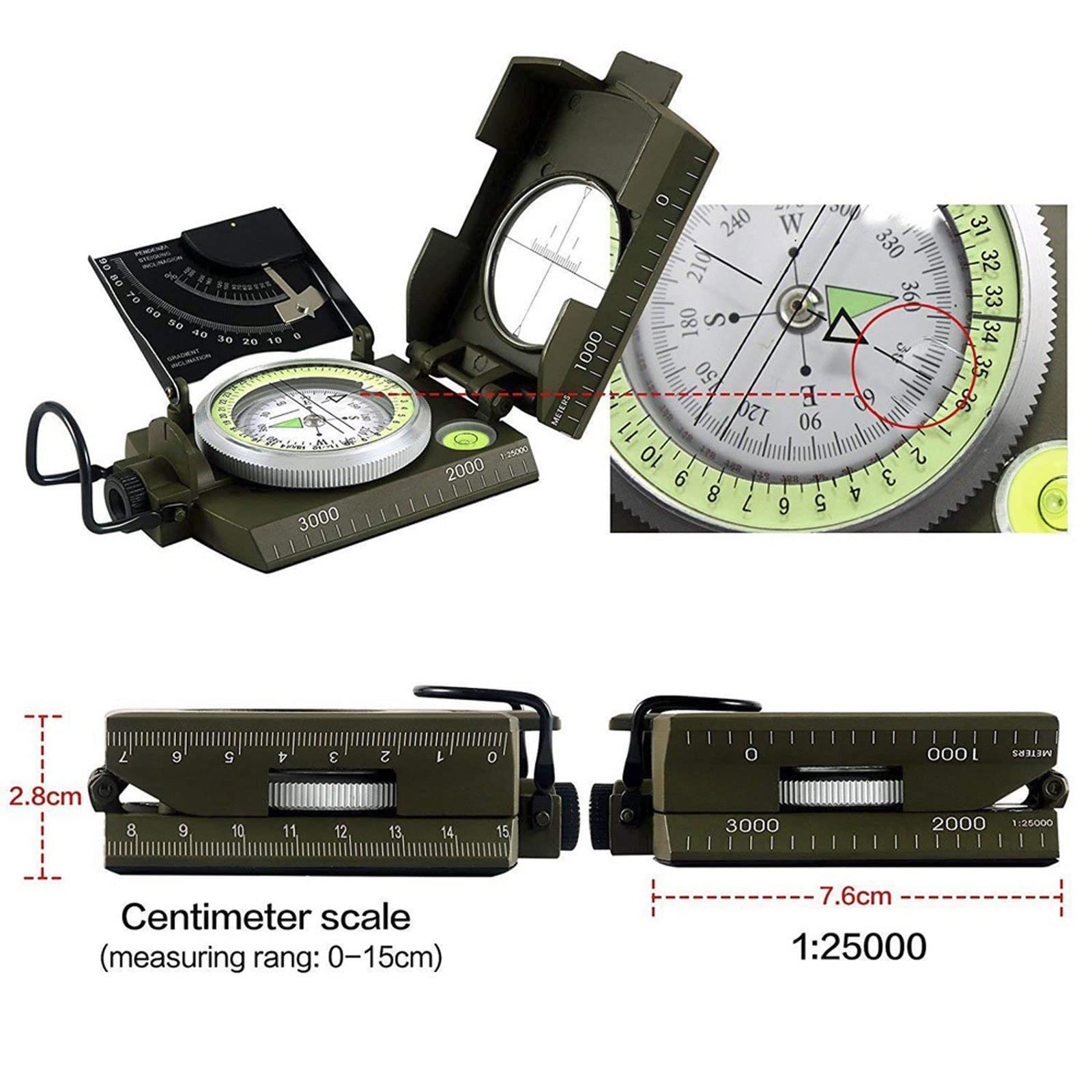 JINGYAN Kompasy Mulitifunkcyjny Outdoor Survival Wojskowy Kompas Camping Wodoodporna Geologiczny Cyfrowy Sprzęt do nawigacji