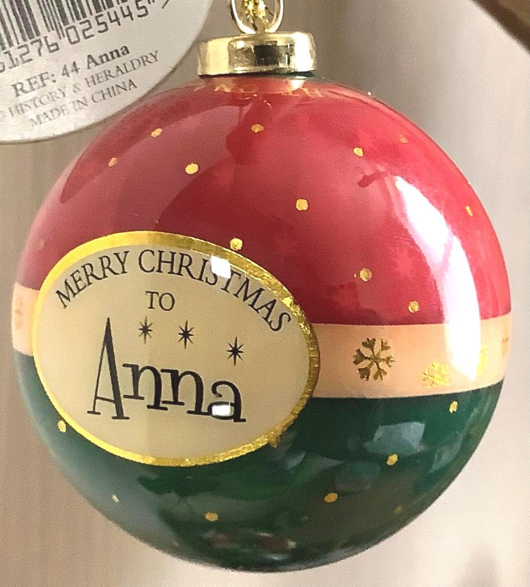 Personalised Multicoloured Name Bauble Christmas Xmas Tree Decoration (Anna)