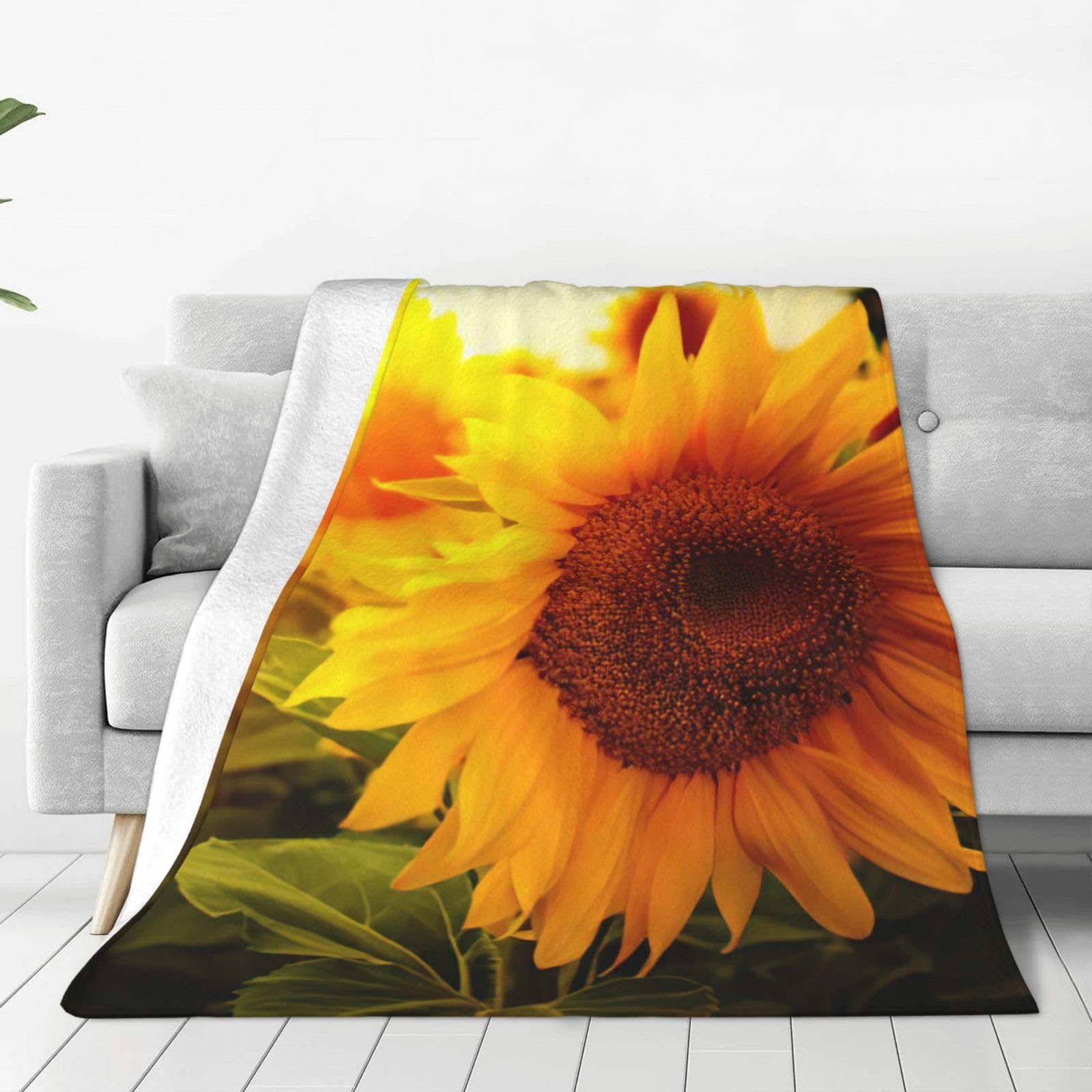 Couverture polaire imprimé tournesol jeté de lit douceur premium