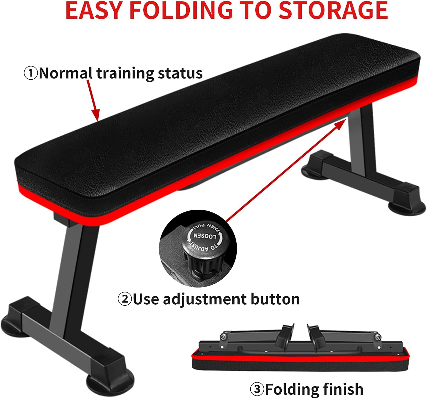 KiNGKANG Workout Bench Flat Bench, Load 650 lbs Adjuable Weight Bench for Bench Press Folding Exercise Bench for rength Training, Black : Sports & Outdoors
