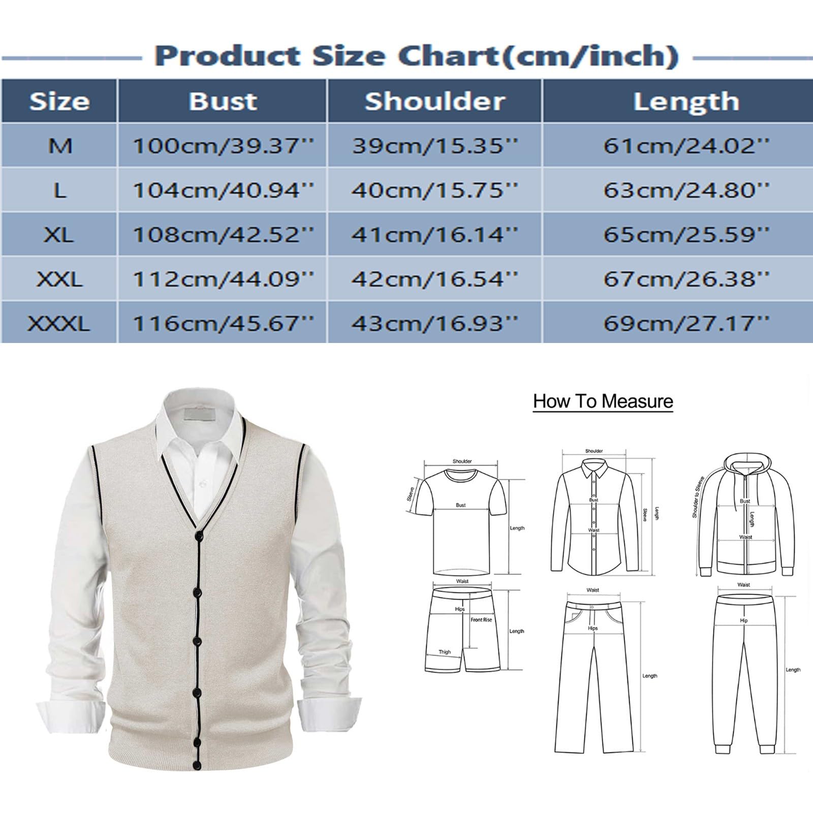 Gilet en laine pour homme - Col en V - Coupe décontractée - Cardigan classique - Gentleman Business - Boutons - Gilet automne hiver - Gilet sans manches en tricot