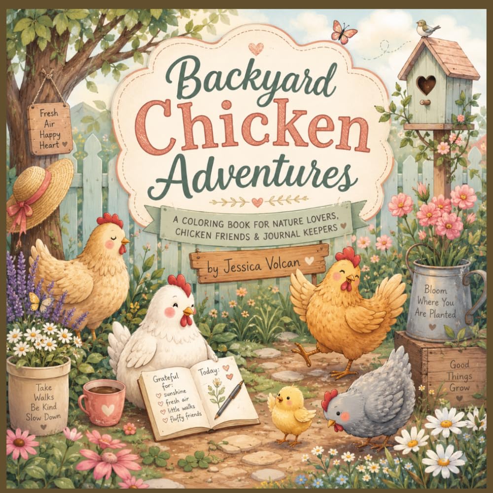 Backyard Chicken Adventures: Relax and Color with Adorable Chickens, Chicks and Backyard Chickens