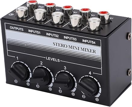 4 - Channel Mini Mixer, Passive Studio Audio Console for Low - Noise Recording, Ideal for Small Bars & Clubs