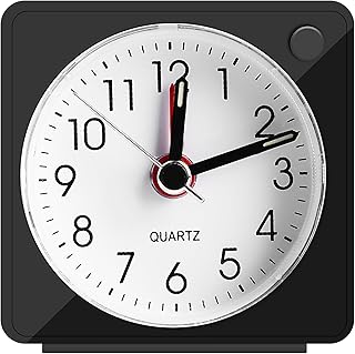 JOPHEK Réveil Analogique Silencieux, Petite Réveil De Voyage Silencieux avec Snooze et Lumière, Réveils Analogiques à Quartz pour Chambre à Coucher Bureau Voyage
