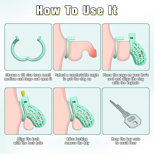 Miniatura 5 de Chastity Cage - Juguetes sexuales masculinos  Dispositivo de castidad ligero con anillo de 3 tamaños, 2 cerraduras invisibles, control de erección