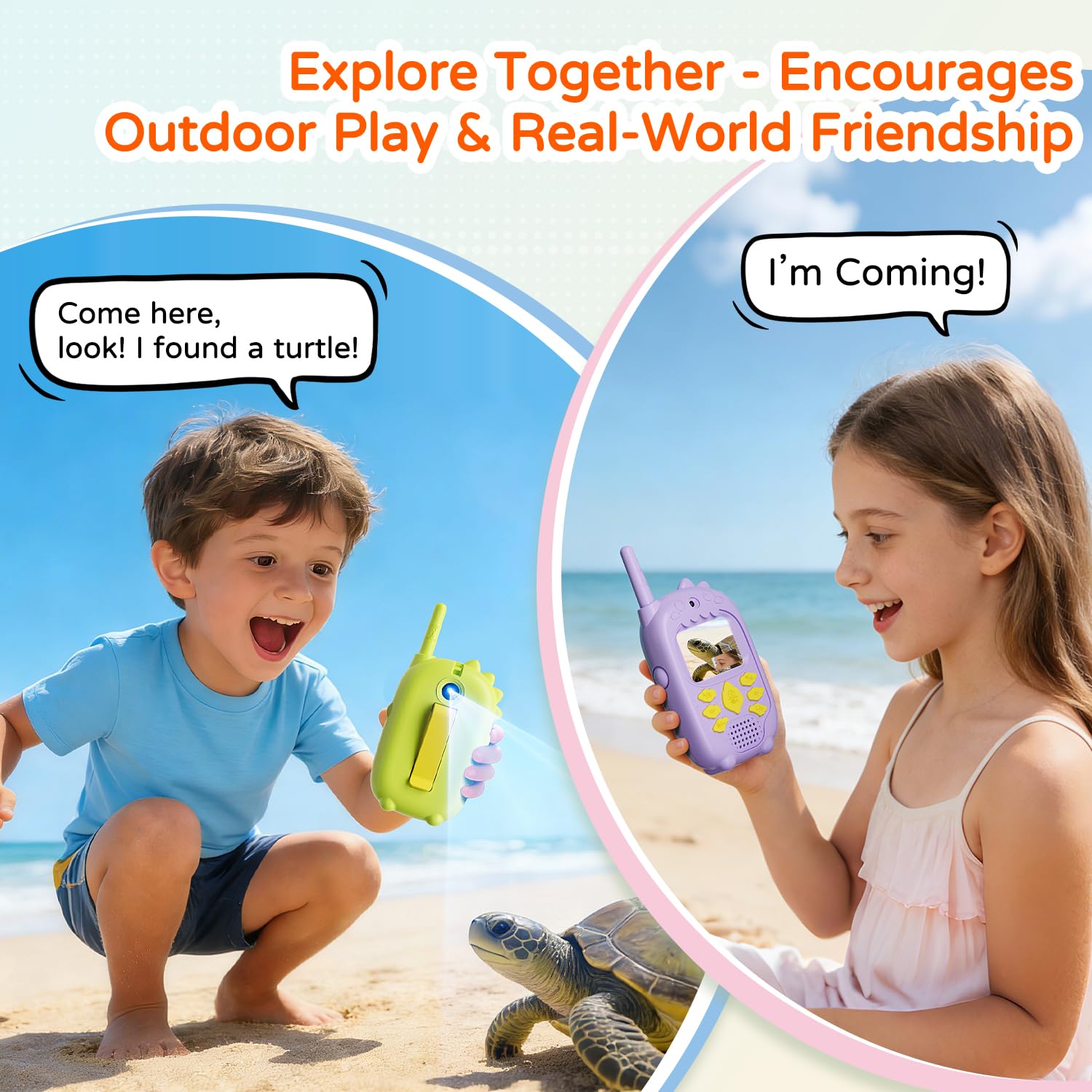 Walkie Talkie Video a Doppia Fotocamera per Bambini, Set da 2 Walkie Talkie per Ragazzi e Ragazze 3-12 Anni con Fotocamera Anteriore e Posteriore, Registrazione Foto/Video, Schermo, Batteria Ricaricab