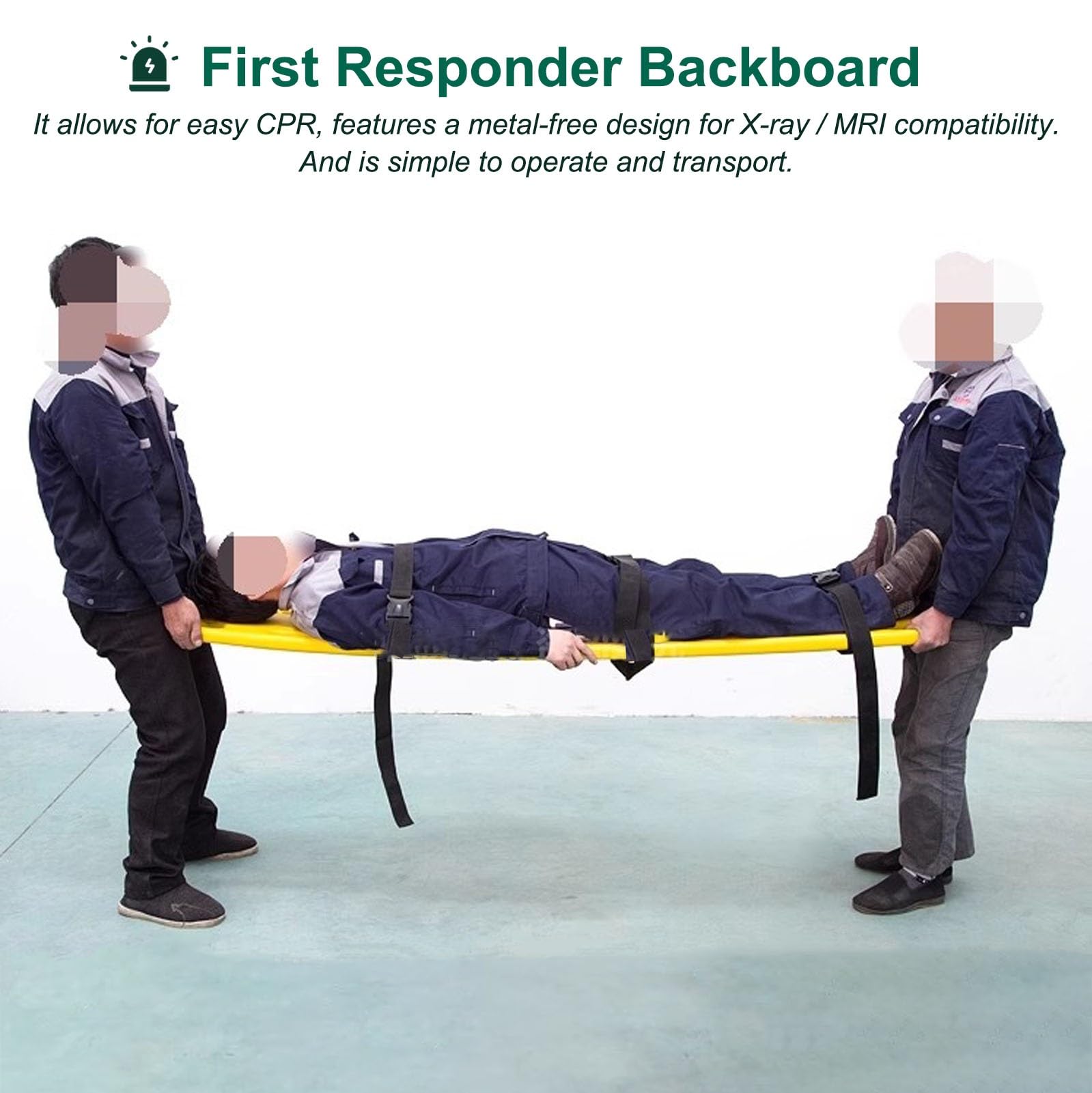 Generico Barella spinale Regolabile e Impermeabile con Cinghie di Sicurezza - Tavola spinale per RCP Rossa Resistente per soccorritori, Attrezzatura di Soccorso d'emergenza, Trasporto pazienti galleg