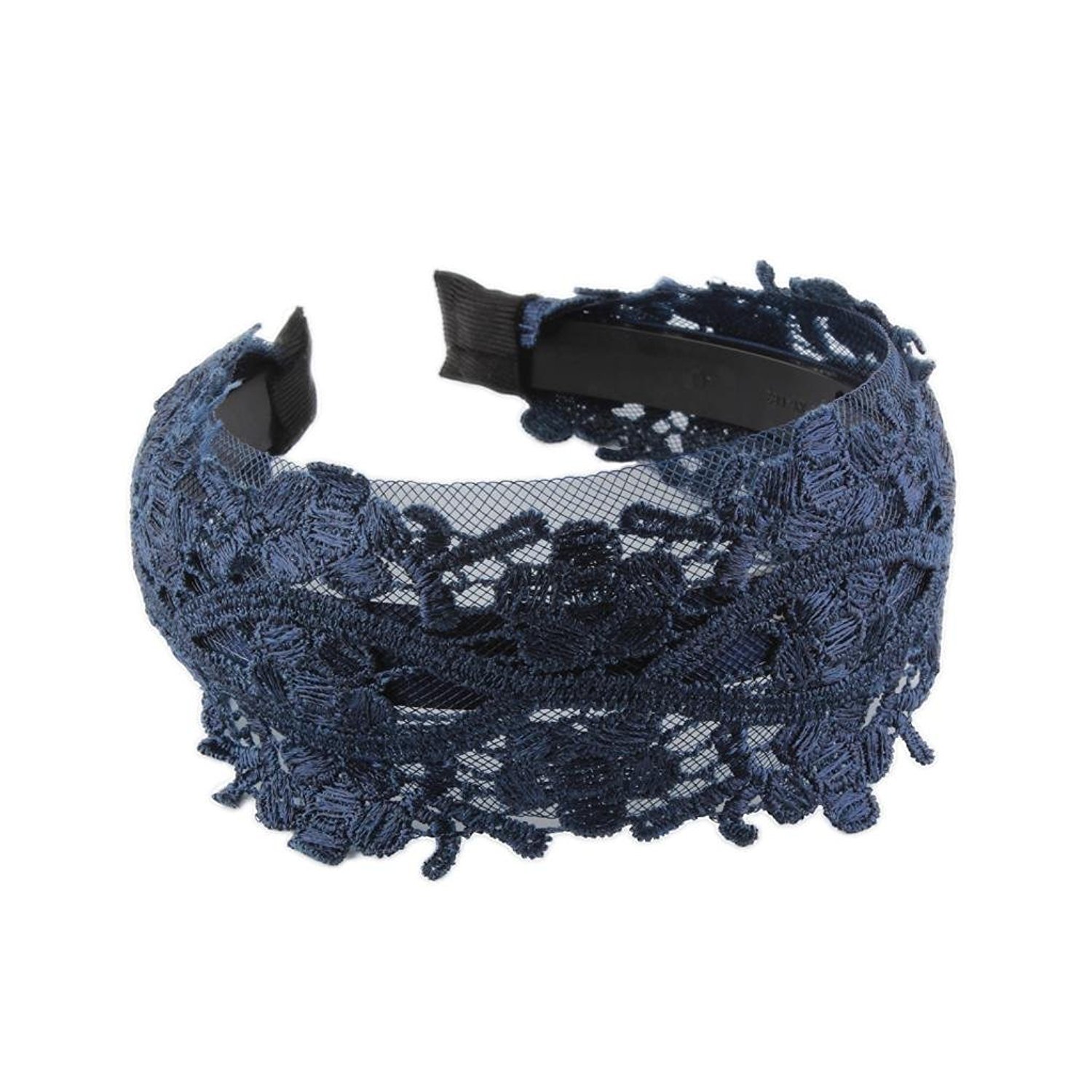 Haarreif Damen Mit Spitze & Blume - Elastisch, Blau, Für Hochzeit & Alltag