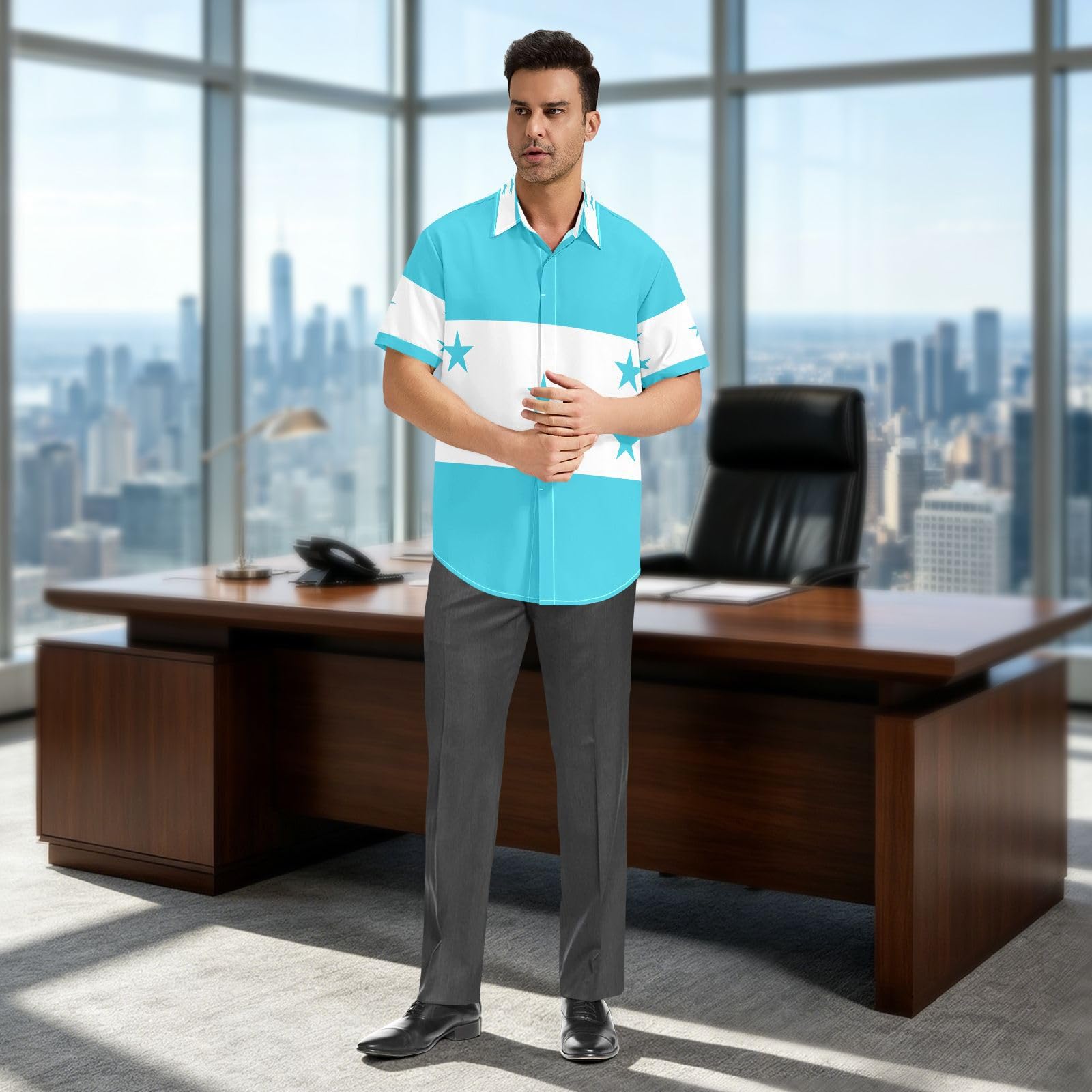 Camisas abotonadas para hombre, refrescantes y transpirables, para todas las estaciones, talla S