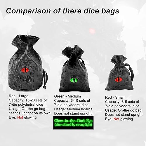 Miniatura 63 de Haxtec - Bolsa de almacenamiento para dados de piel sintética con cordón y diseño de ojo de dragón, para dados de D&D, monedas y accesorios, Mama