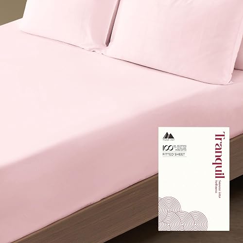 Mayfair Linen 100% Egyptian Cotton California King Fitted Sheet Only - Luxury 800 Series Tranquil Collection Deep Pocket Cal King Fitted Sheet (Blush), Soft, Cooling Hotel Quality Bottom Sheets