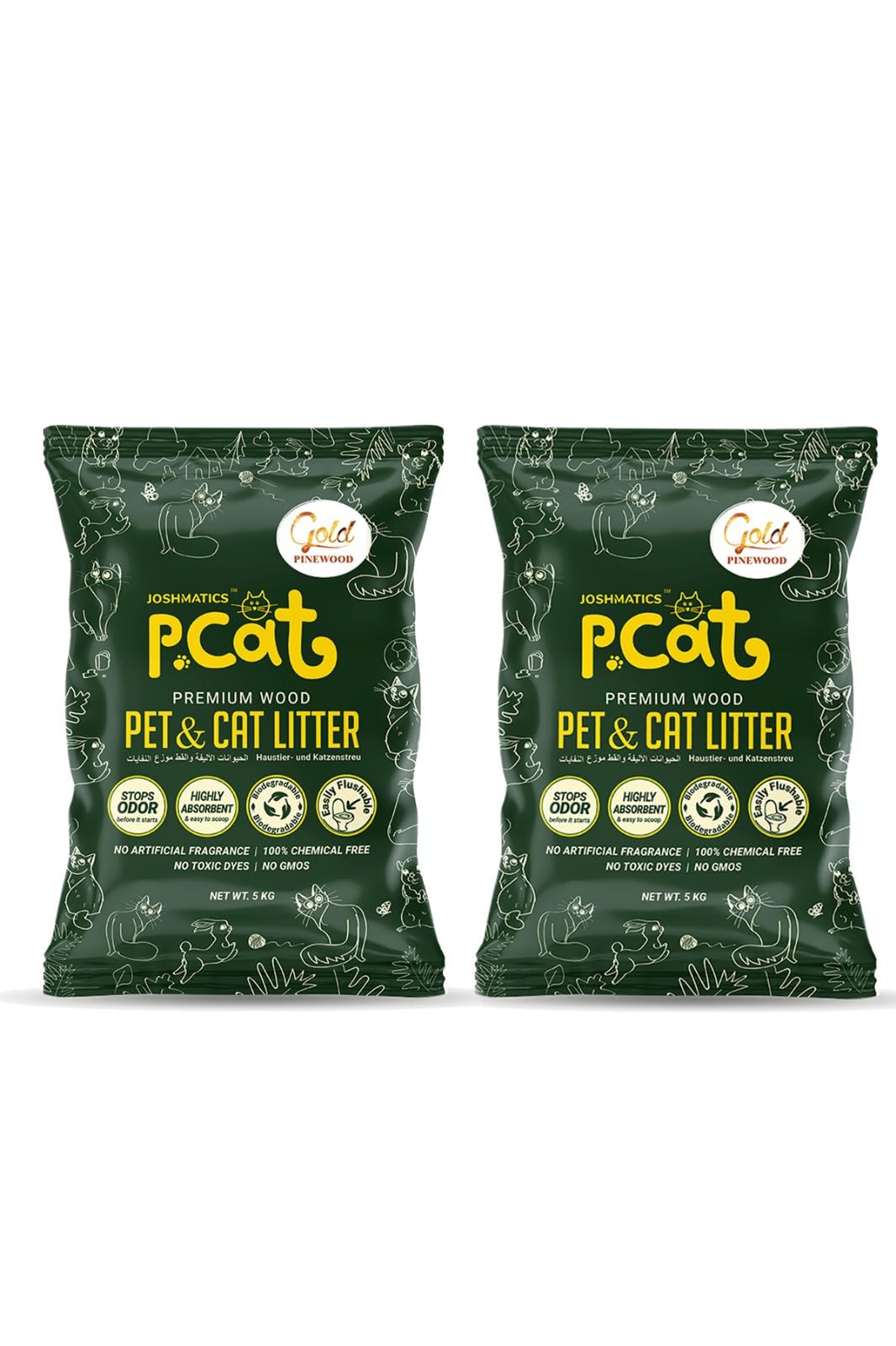 Joshmatics Gold PCAT Premium Pinewood Pet and Cat Litter- Pack of Two (10 Kg) (B09938JT72) Amazon Price History, Amazon Price Tracker