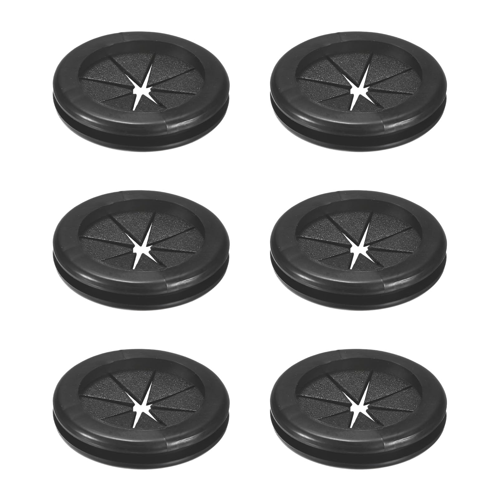 M METERXITY 6-Pack Rubber Grommets for Wiring 38mm Desk Grommet Double-Sided Flexible Cable Cord Grommet Desk Hole Cover for Cables/Wires Through Protection [Black