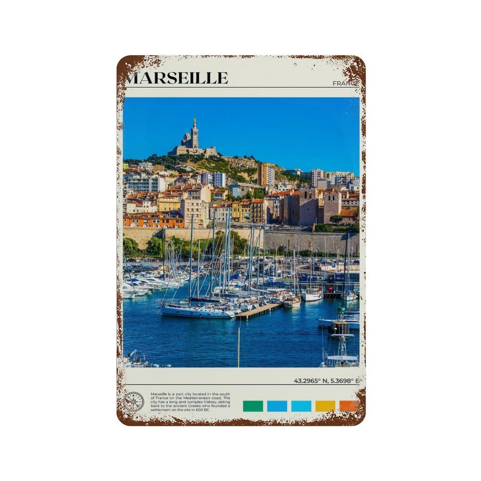 xiaoxiaoshen Real Photo Marseille Decor Wall Decor Art Metal Tin Poster Modern Home Decor Art Home Bar Shop Decorations Vintage Sign 30x20cm