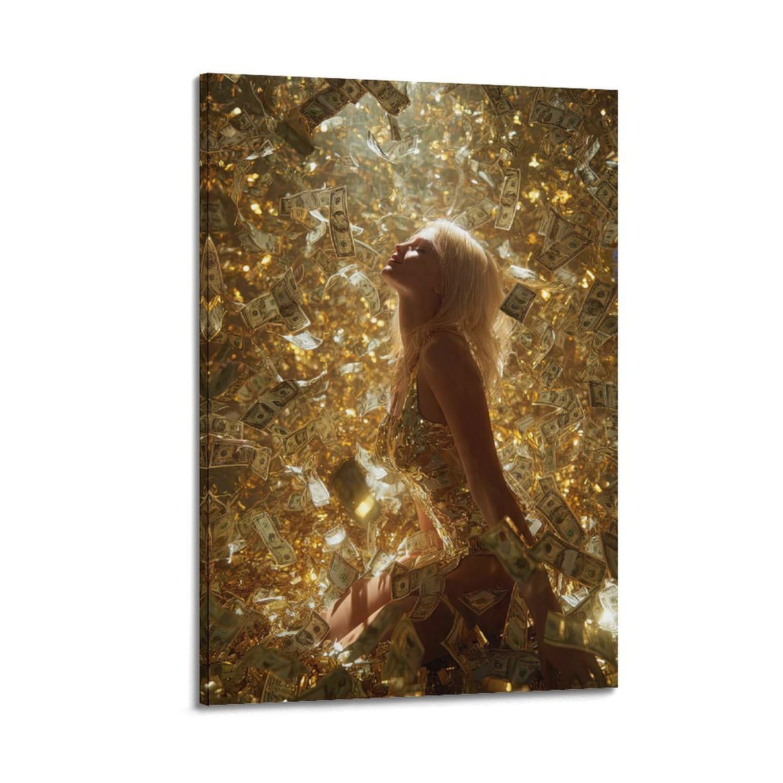 OKAHYS Vintage Beautiful Girl Poster Dream Money Sexy Lady Artwork Decorative Painting Canvas Wall Artworks Picture 24x36inch(60x90cm)