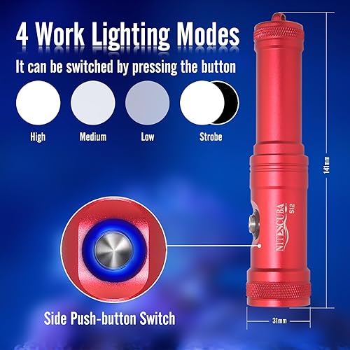 Miniatura 3 de Linterna de buceo con luces de buceo, 1200 lúmenes, bajo el agua, 328.1 ft, soporte de luces LED con batería recargable impermeable, luz sumergible