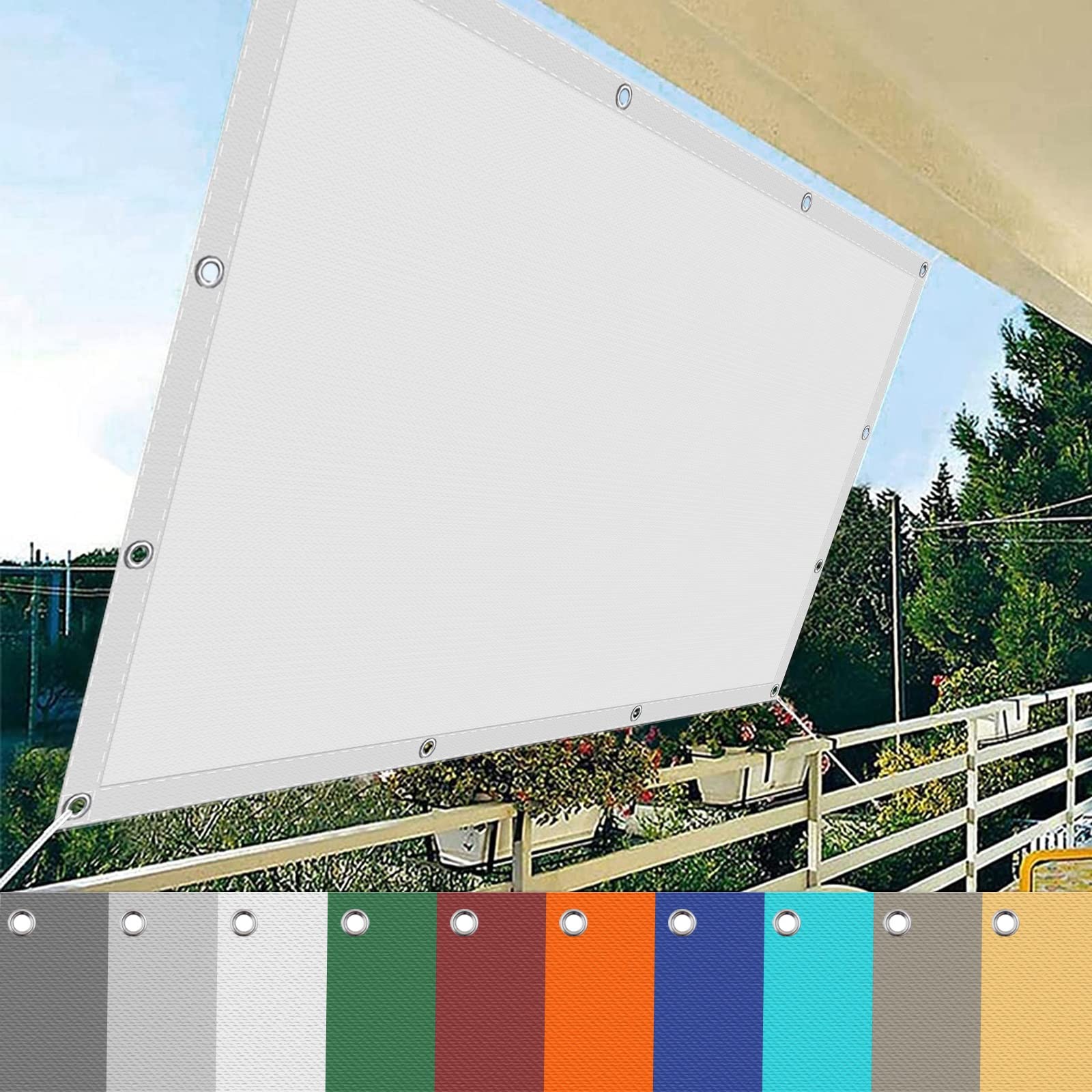 Sonnensegel, wasserfest, für Außenbereich, Garten, Terrasse, 10 x 4 m, mit kostenlosem Seil im Lieferumfang enthalten, Weiß