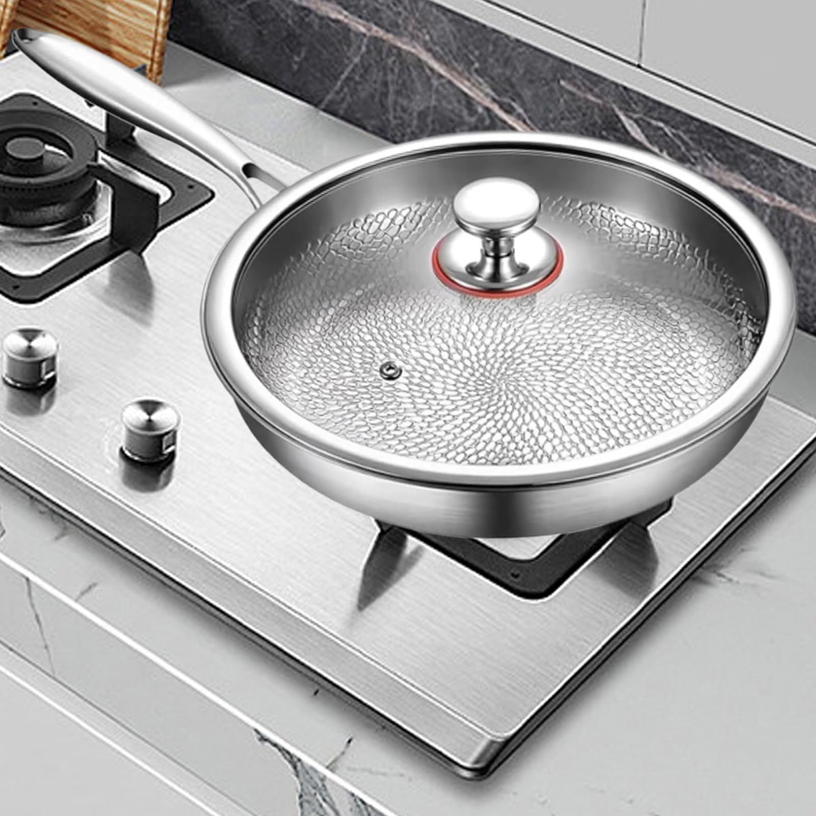 Titanium Cookware for Everyday Meals, patelnia ze stali powlekanej tytanowej, wydajna podstawa grzewcza z Riveted Handle, Nonstick Interior Ideal for Frying, Stir Fry Professional Culinary 10,24 x