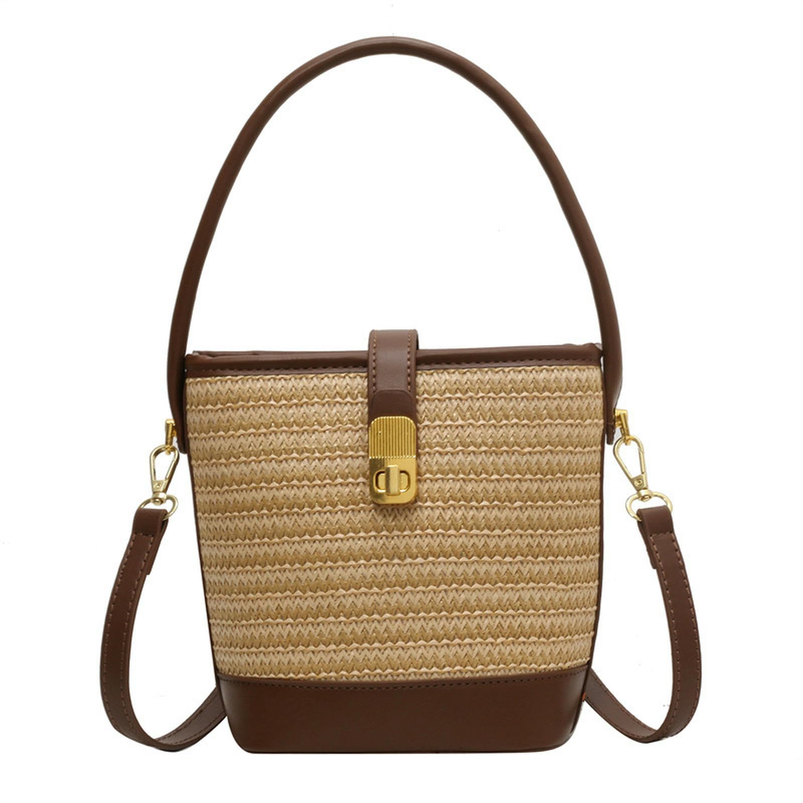 Kleine Umhängetaschen Modische Handgewebte Tasche Für Damen, Strohtasche, Umhängetasche, Messenger Bag, Lässige Beuteltasche-Khaki