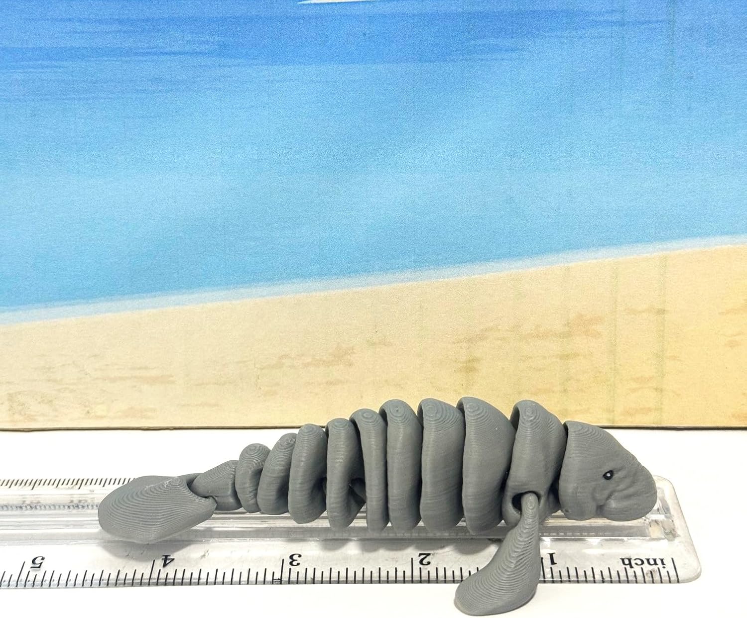 3D Printed Manatee, 4.5" Full Articulated Fidget Toys, 3D Printed Animals, Sea Animal Creatures , Gray Manatee, Executive Desk Decor - AM-S-Gray
