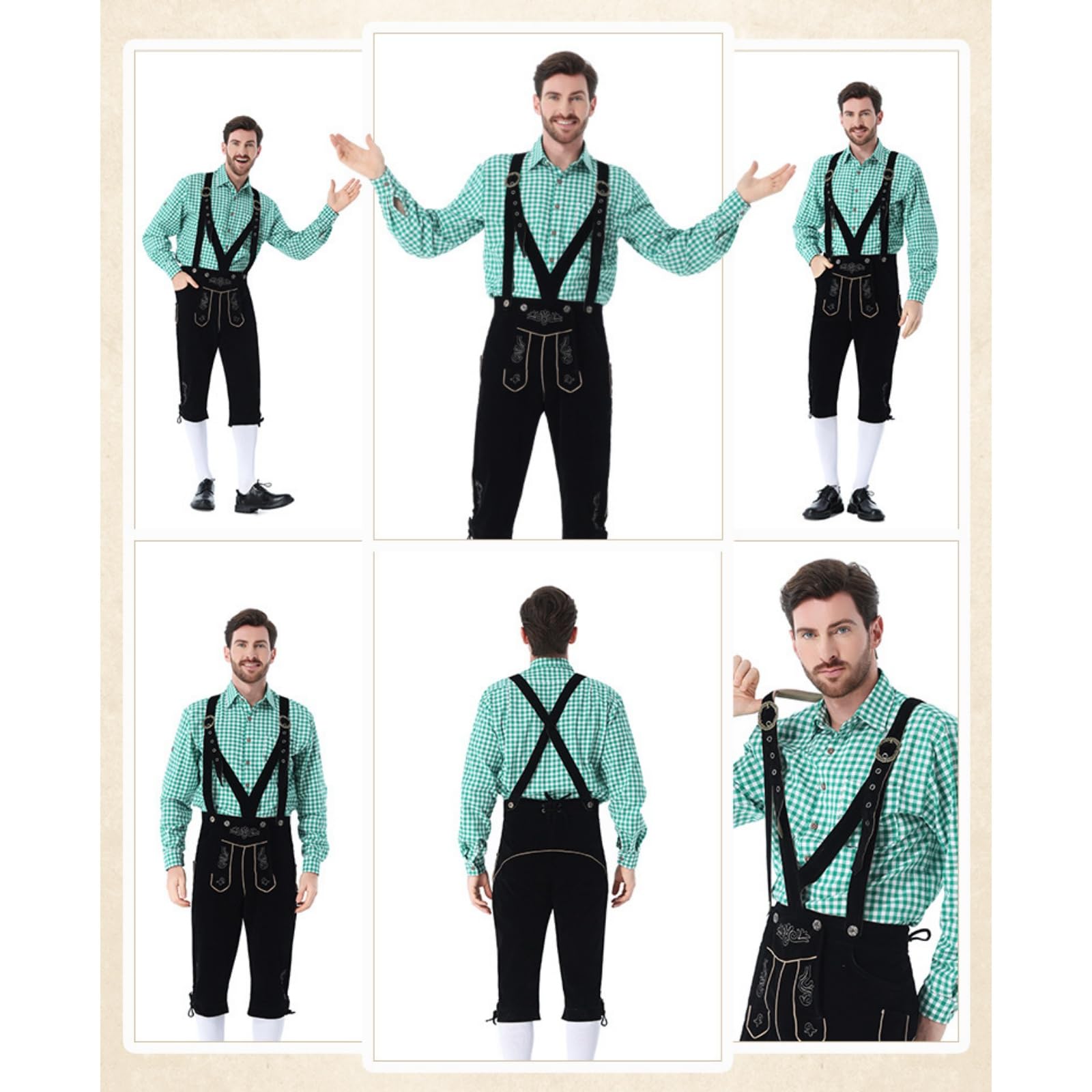 Generico Vestito Oktoberfest Uomo Con Bretelle Regolabili Trachten Party Classico Oktoberfest Costume Uomo Carnevale Bavarese