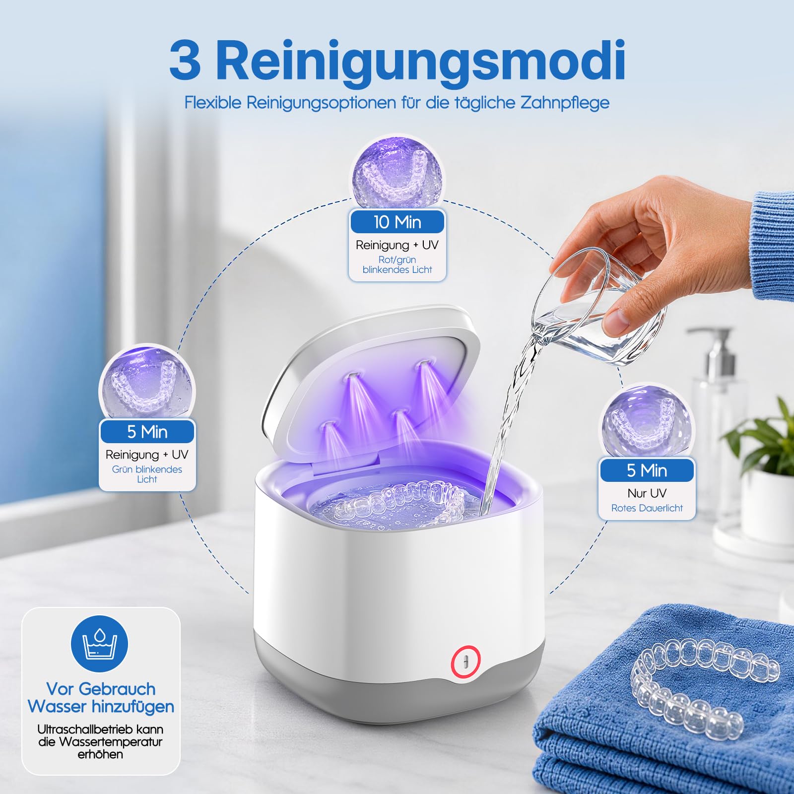 Ultraschallreiniger für Zahnschienen und Prothesen 200ML (Weiß)