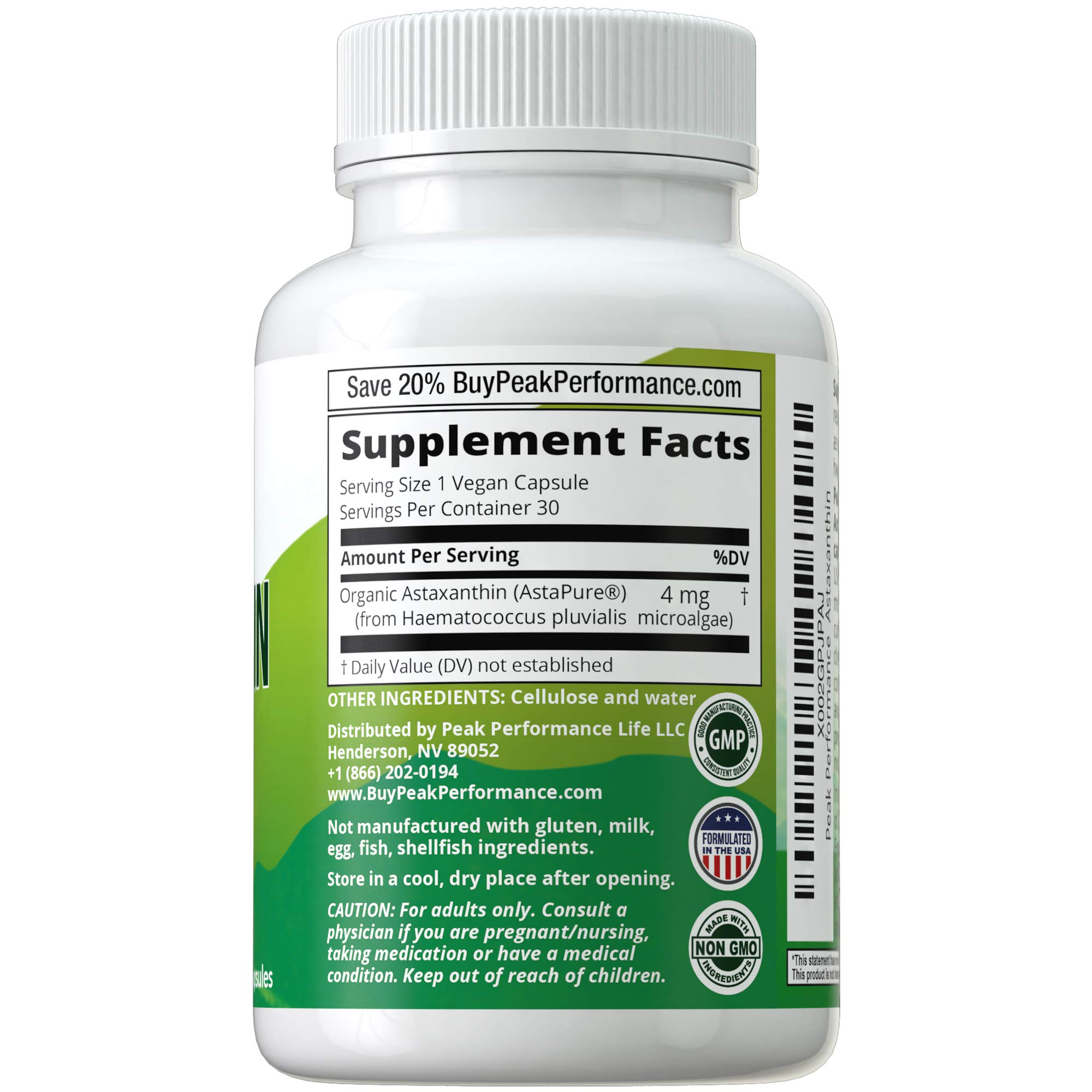 Astaxanthin Vegan Capsules. Made with AstaPure Organic Astaxanthin + Organic Coconut Oil for Max