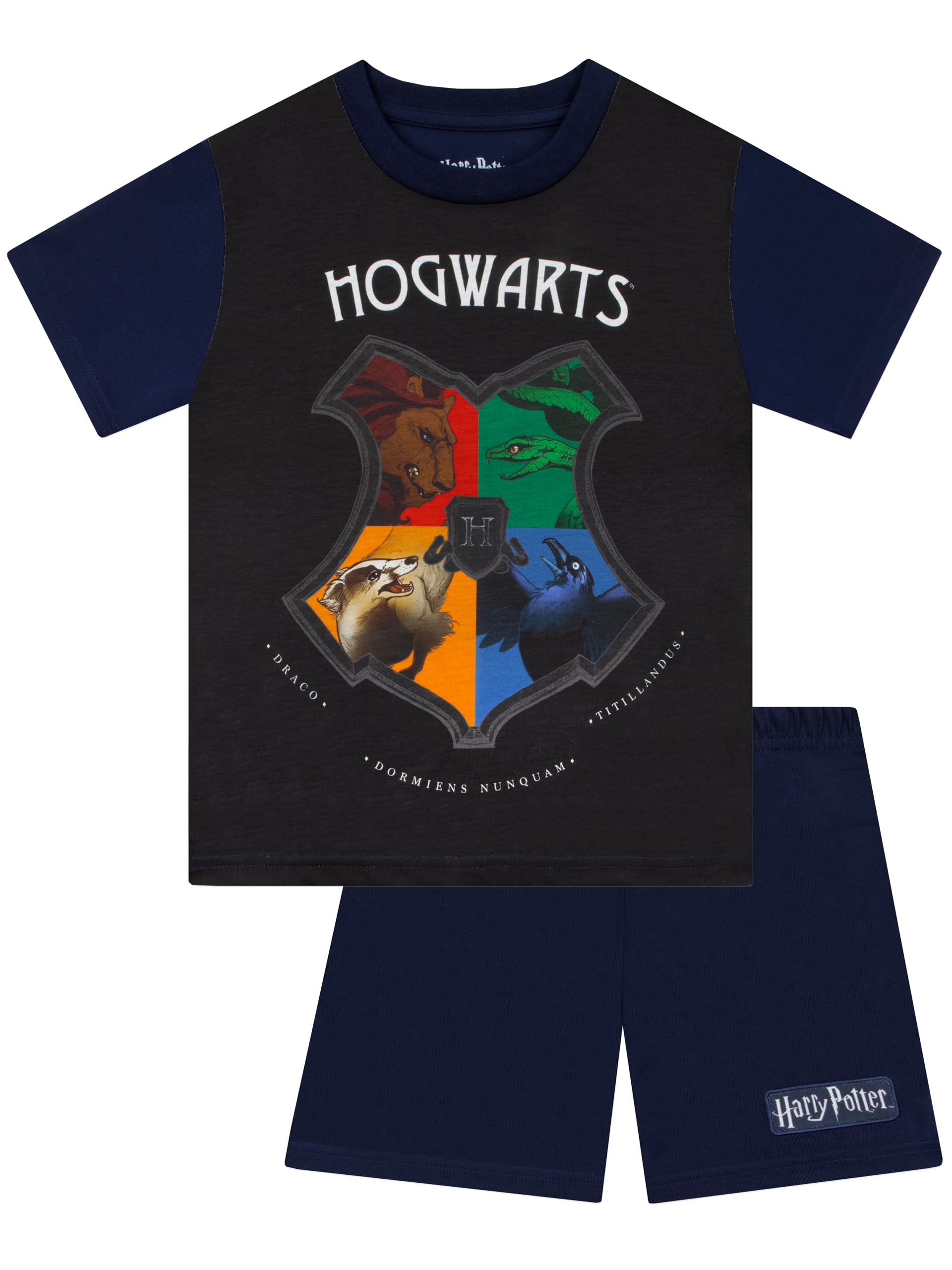 Harry Potter Pyjamas, Hogwarts Crest Boys Pyjamas, Summer Pjs For Boys, Short Sleeve Hogwarts Pjs, Blue 12-13 Years