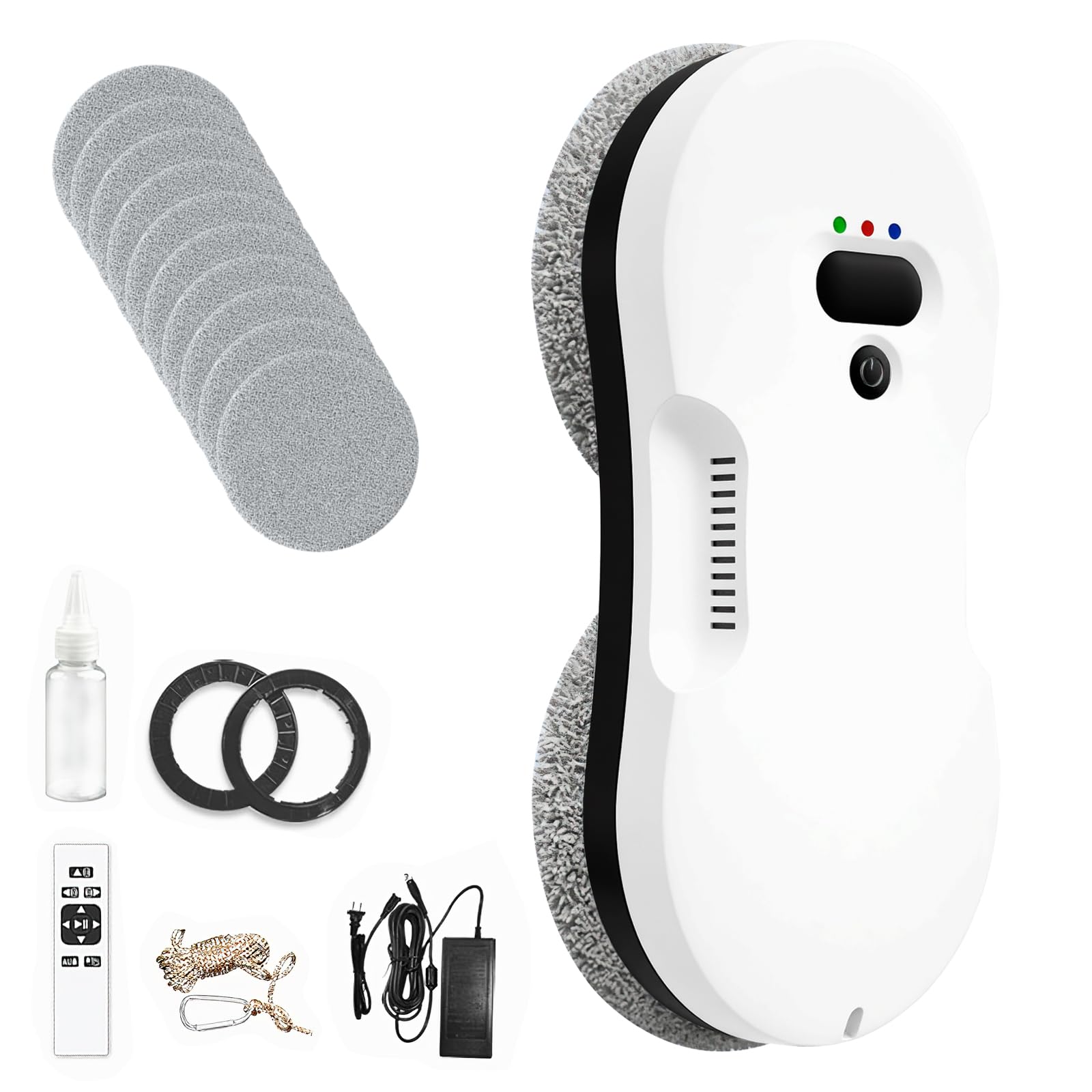 Kouamor 2800pa Intelligent Window Cleaning Robot with 50ml Water Tank, 3 Modes 5 Min/M² Electric Glass Cleaner with Dual Water Spray, Window Vacuum Windowss Cleaner Spray with Remote, with 10 Clothes