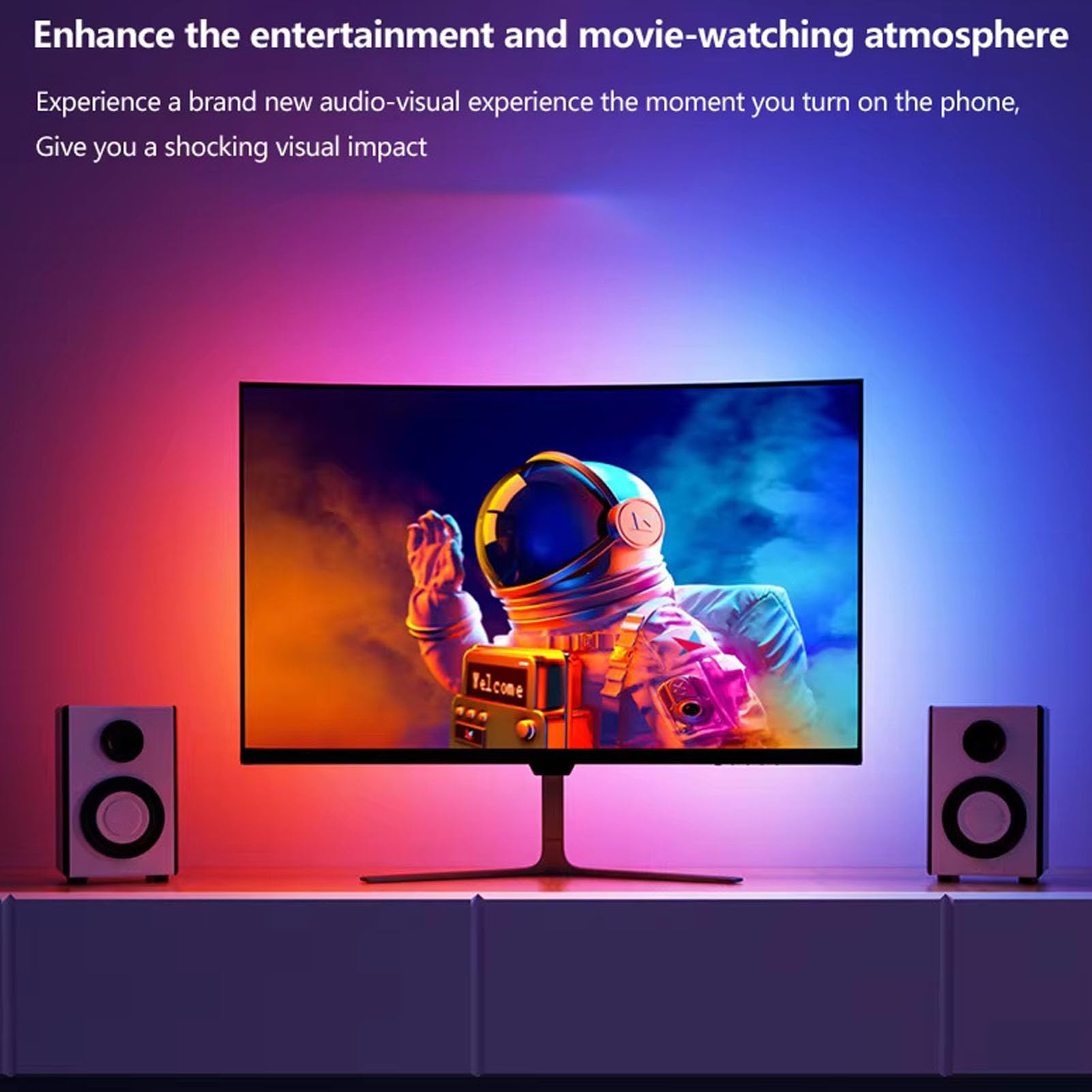 Striscia di Luce a LED del Display Desktop con Colore di Sincronizzazione dello Schermo, RGB 16 Milioni di Colori, Illuminazione da Gioco per Display da 27 Pollici, Gioco