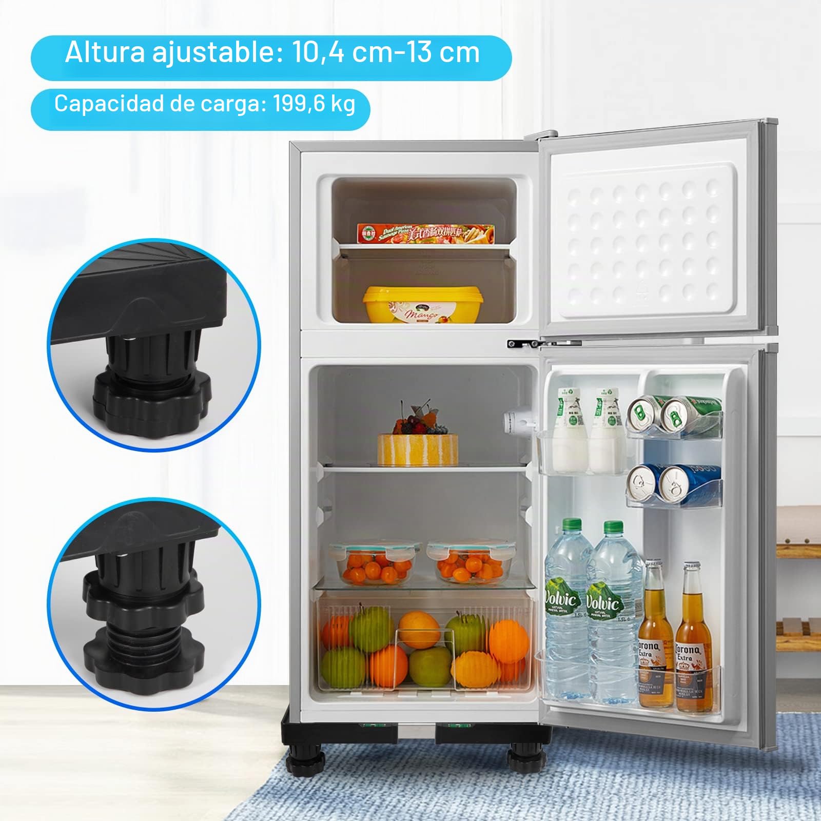 Nefish Mini soporte universal para nevera, base ajustable para refrigerador con 4 pies fuertes, base multifuncional para secadora (negro)