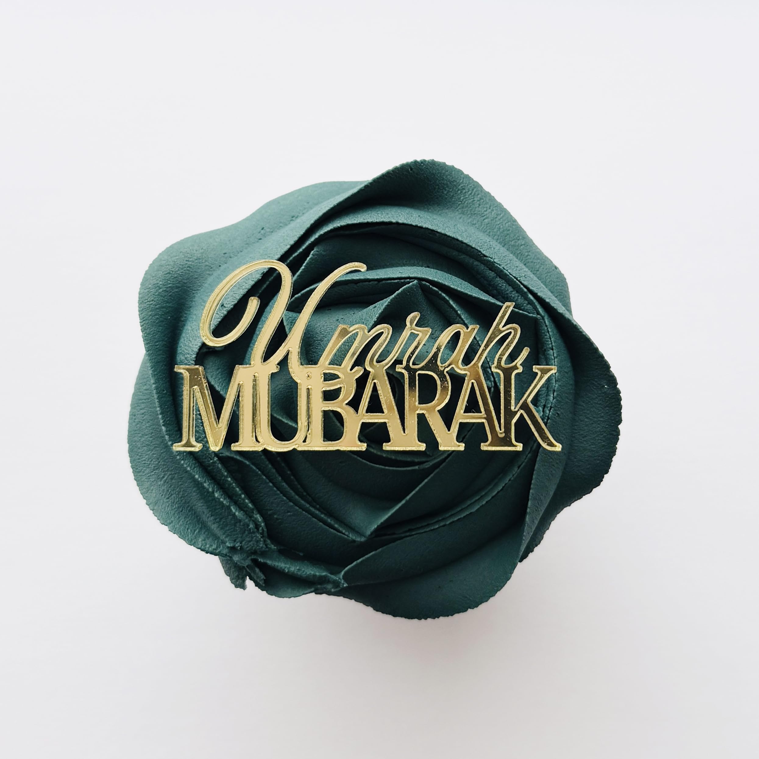 4Pcs Umrah Mubarak Bento Cupcake Acrylic Cake Charm Gold Mirror Laser Cut 3mm Thick Premium Quality (4Pcs Umrah Mubarak Bento Cupcake Acrylic Cake Charms)