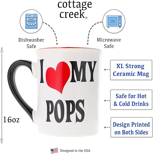 Miniatura 3 de Cottage Creek Taza Pops, regalos de cerámica, 16 onzas, I Love My Pops, regalos para abuelos de parte de los nietos