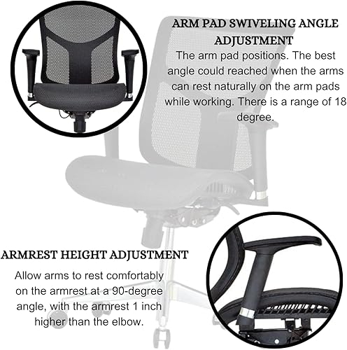 Miniatura 5 de GM Seating Silla de oficina ergonómica de malla Dreem II Serie de malla, malla negra, base cromada (sin reposacabezas)